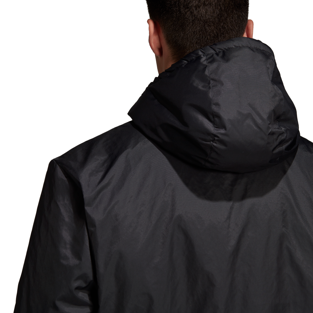 Adidas Core 18 Stadium Jacket for Men - Black & White Windbreaker - Lightweight Water-Resistant Training Jacket for Running, Hiking & Outdoor Sports