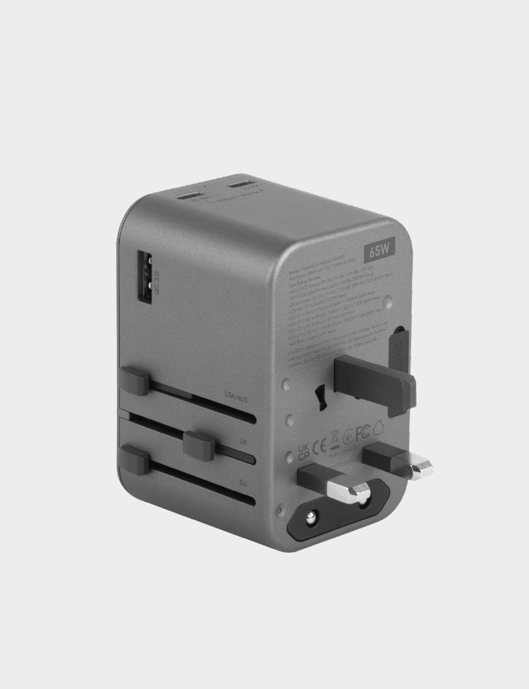 TravelWorld GaN65 Fast Charging Universal Travel Adapter - Perfect for International Trips, Business Travel & Vacation