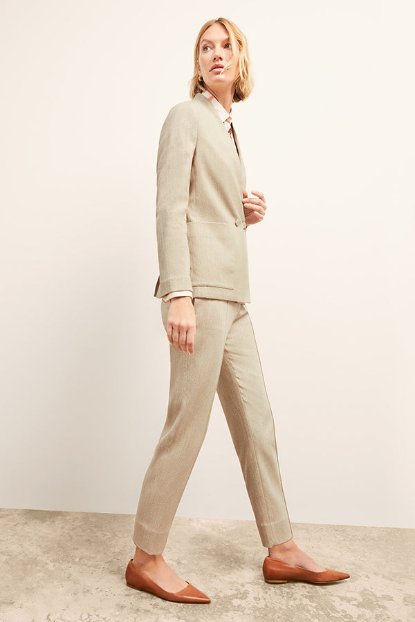 Pearl Pant Cotton Tweed Pants for Women - Ivory High Waisted Trousers | Comfortable Office Wear & Casual Outfits