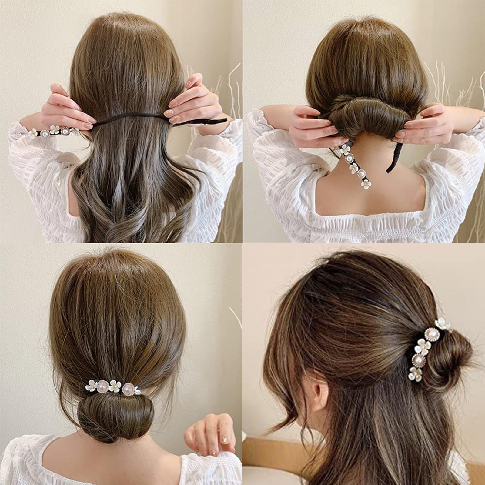 Magic Bun Maker 2-Piece Set - Hair Donut Bun Maker, Fabric Hair Clip, Hair Accessories for Ponytail & Updo Hairstyles - Perfect for Weddings, Parties & Everyday Styling