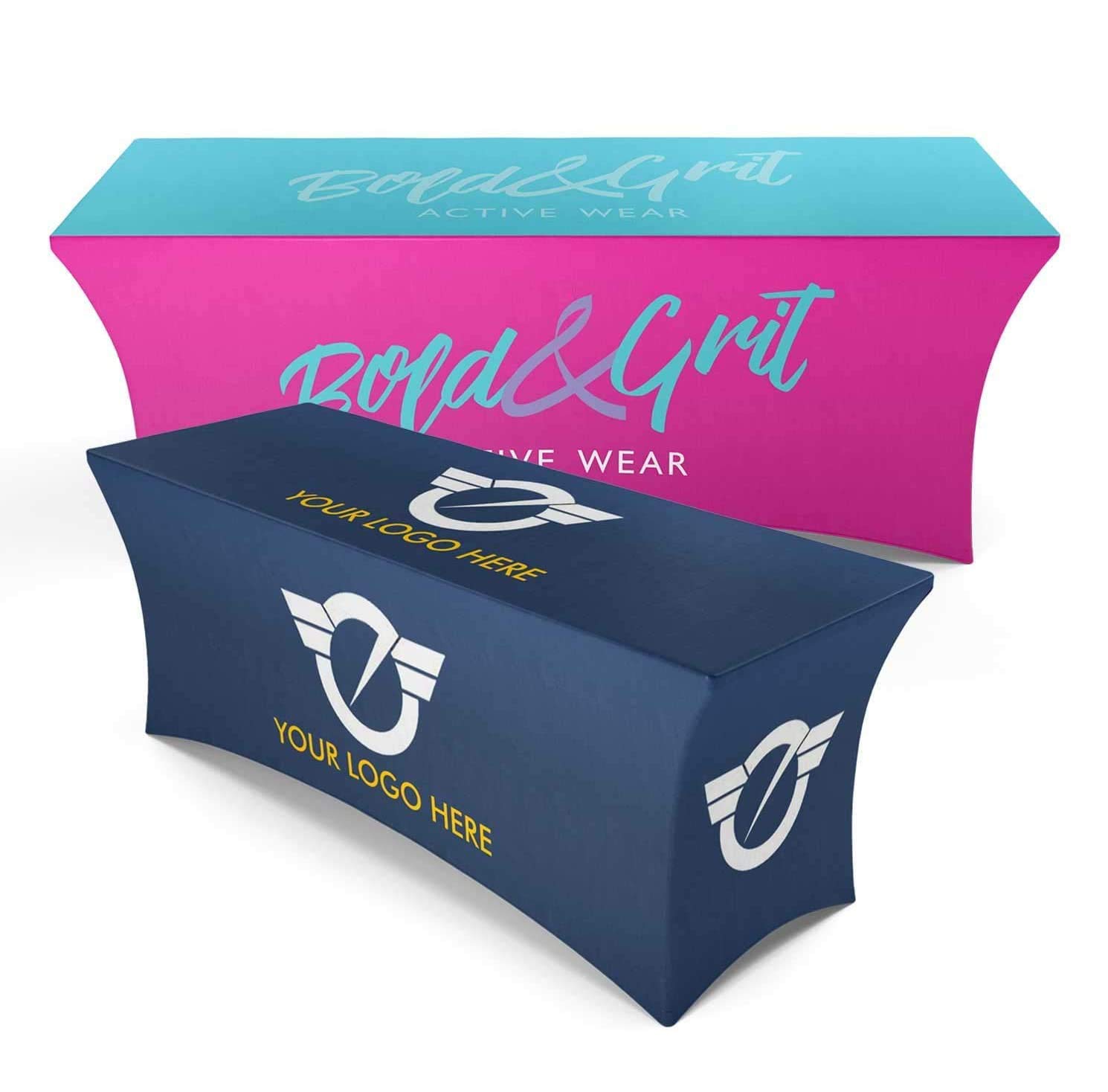 Custom Printed 6ft Stretch Tablecloth with Business Logo - Personalized Polyester Rectangular Table Cover for Trade Shows, Business Events & Branding - Washable & Durable - Perfect for Exhibitions, Conferences & Corporate Gatherings
