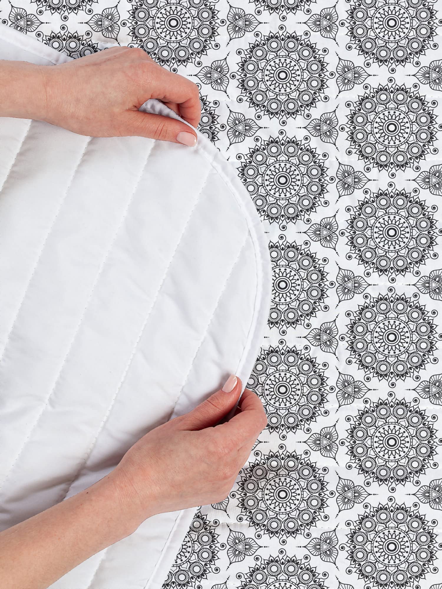 Ambesonne Tribal Microfiber Bedspread Set - South Eastern Folklore Geometric Circle Design | Soft Twin Size Bedding with Pillow Sham & Comforter in Black and White | Perfect for Wedding Themes, Bohemian Bedrooms and Guest Room Decor