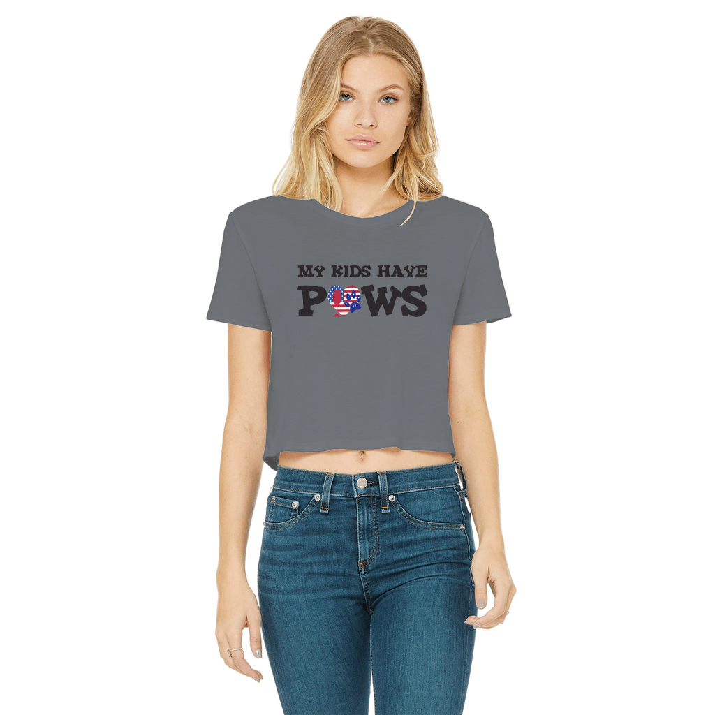My Kids Have Paws Classic Women's Cropped Raw Edge T-Shirt | Funny Dog Mom Tee | Casual Wear & Pet Lover Gift