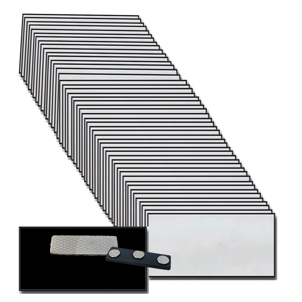 50 Pack Blank Plastic Name Badges with Super Strong Magnetic Fastener - 1.5