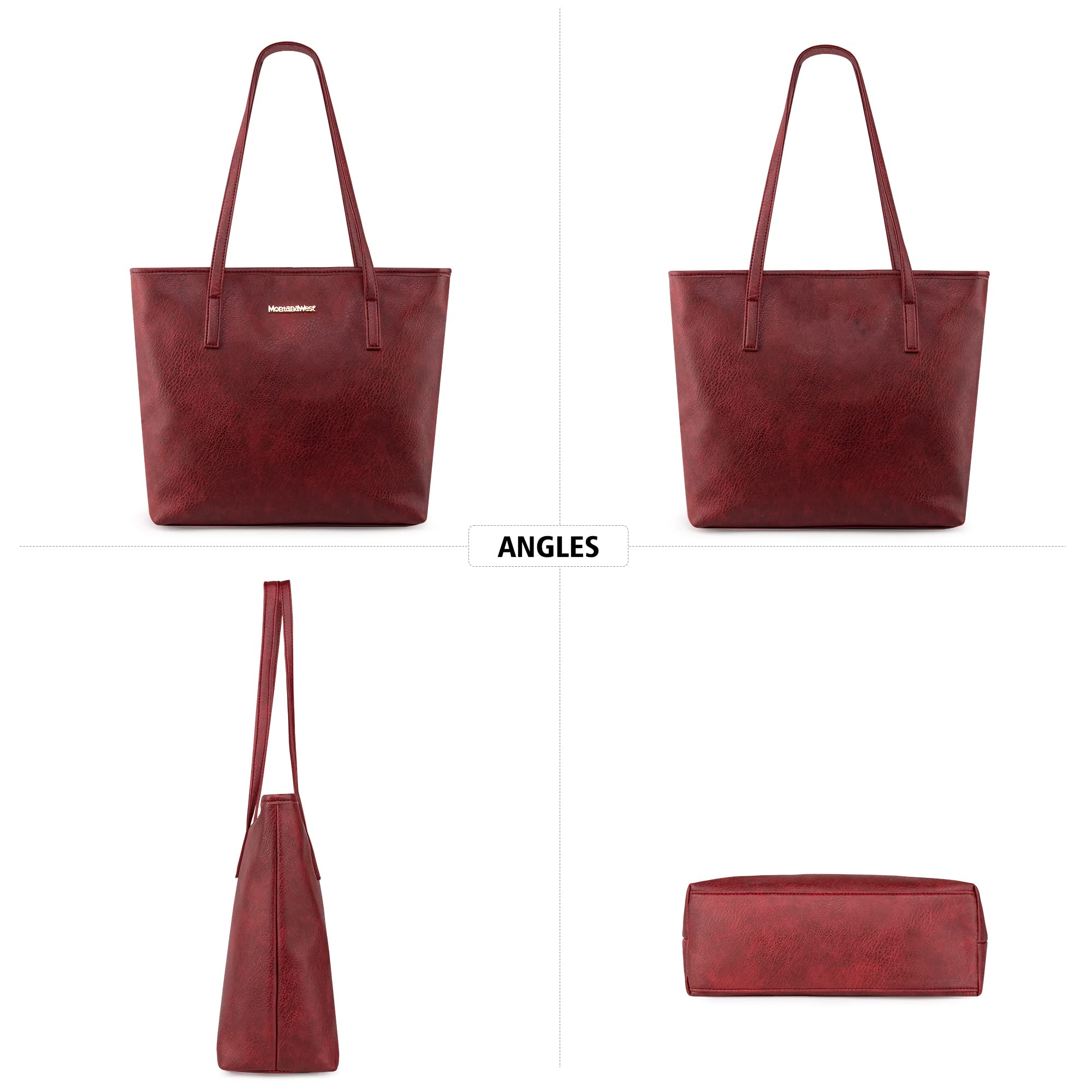 Montana West Vegan Leather Tote Bags for Women - Stylish Top Handle Shoulder Purses & Handbags | Perfect for Work, Travel & Everyday Use