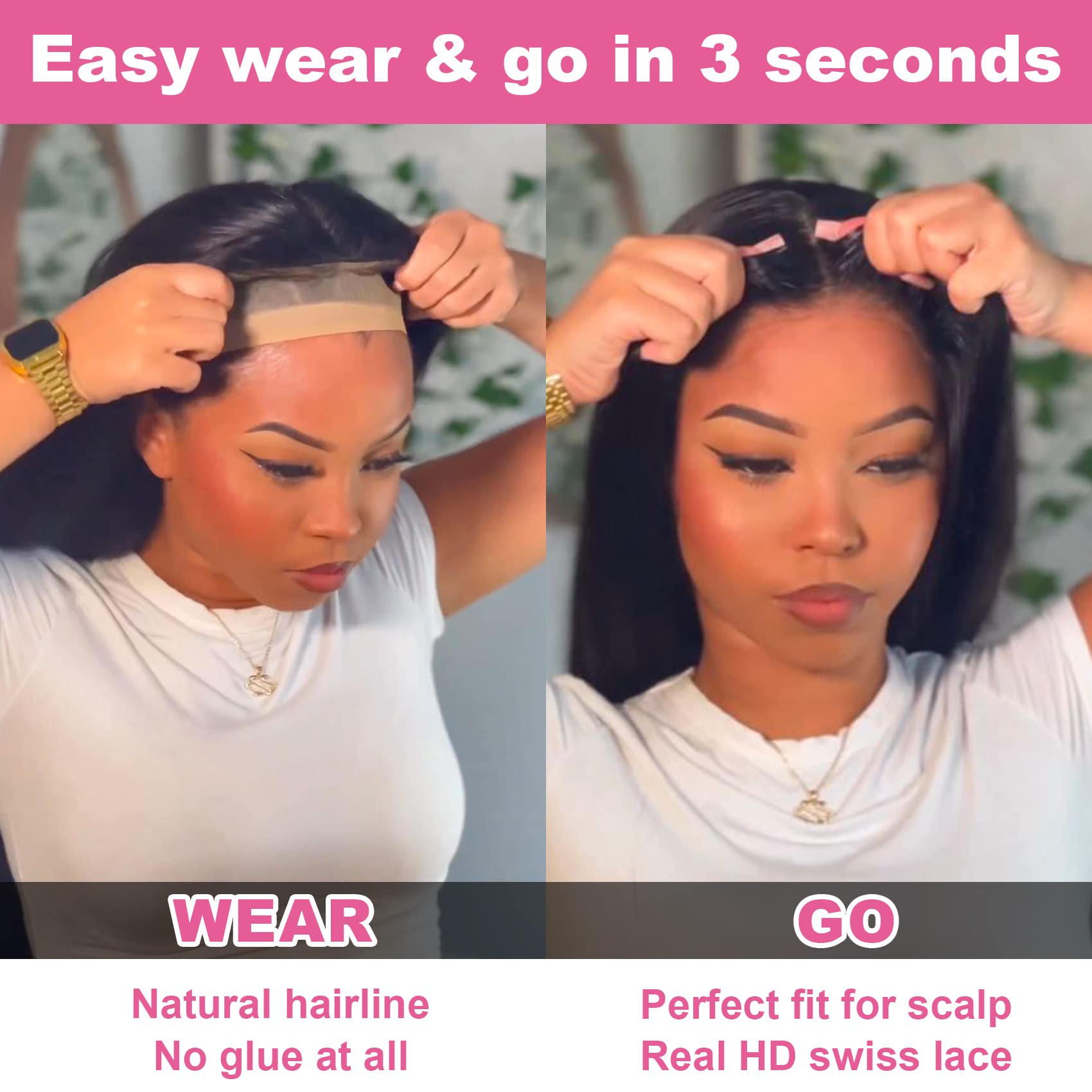 26Inch Straight Glueless Human Hair Wigs with 4X6 HD Lace Front - Pre Cut, Pre Plucked, Invisible & Comfortable for Women - Perfect for Daily Wear, Cosplay, and Quick Styling - OQ Hair Beginner Friendly Wig