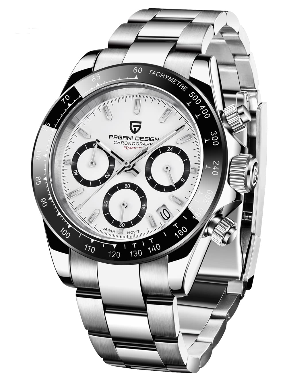Pagani Design Men's Stainless Steel Chronograph Watch - 100M Waterproof, Japan VK63 Quartz Movement, Sports & Casual Wristwatch for Men - Perfect Gift for Everyday Wear, Gym, Office & Outdoor Activities