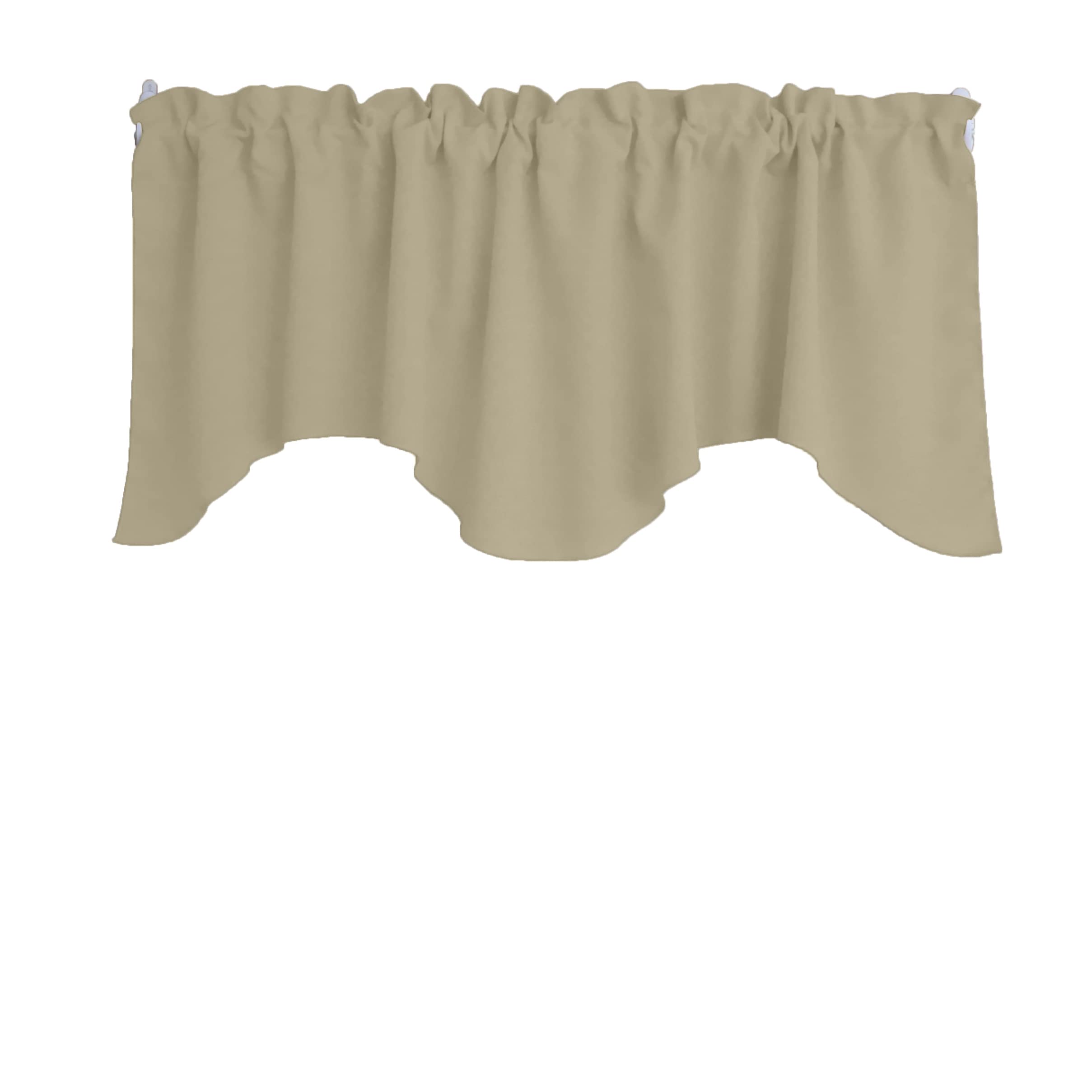 Solid Poplin Scalloped Window Valance - Elegant Beige Home Decor for Bedroom, Nursery & Kitchen - Perfect for Adding Soft Texture & Style to Any Window
