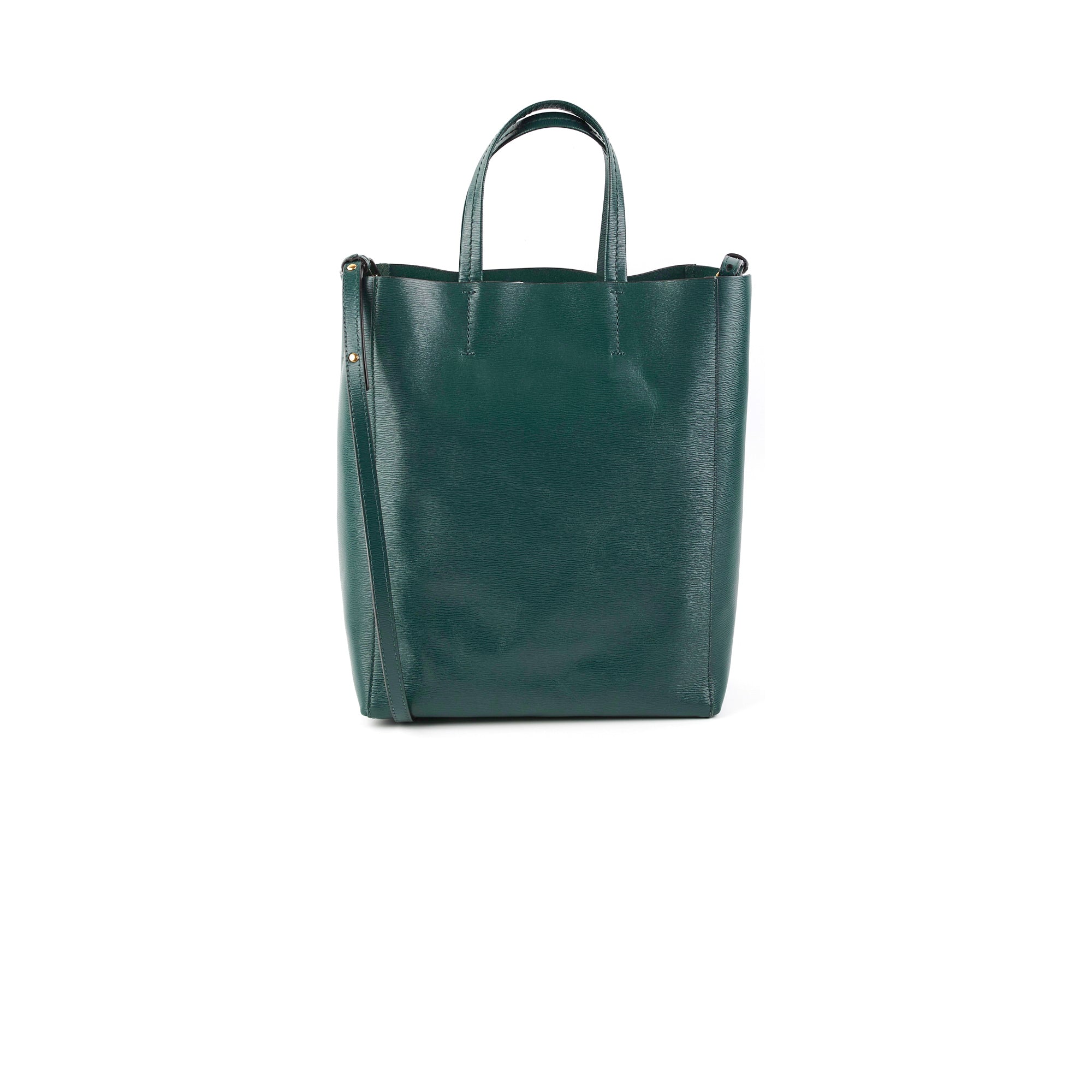 Celine Vertical Cabas Tote Small Handbag in Forest Green - Luxury Leather Shoulder Bag for Women, Perfect for Work, Travel and Everyday Use
