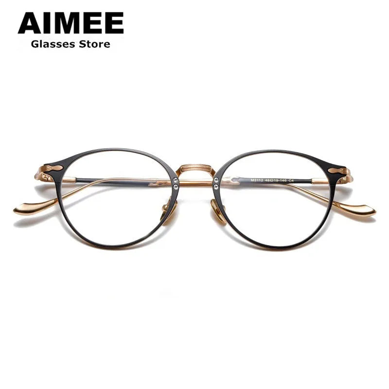 Aimee Unisex Full Rim Oval Round Titanium Eyeglasses Frame 3112 - Lightweight & Durable Eyewear for Work, Reading & Fashion