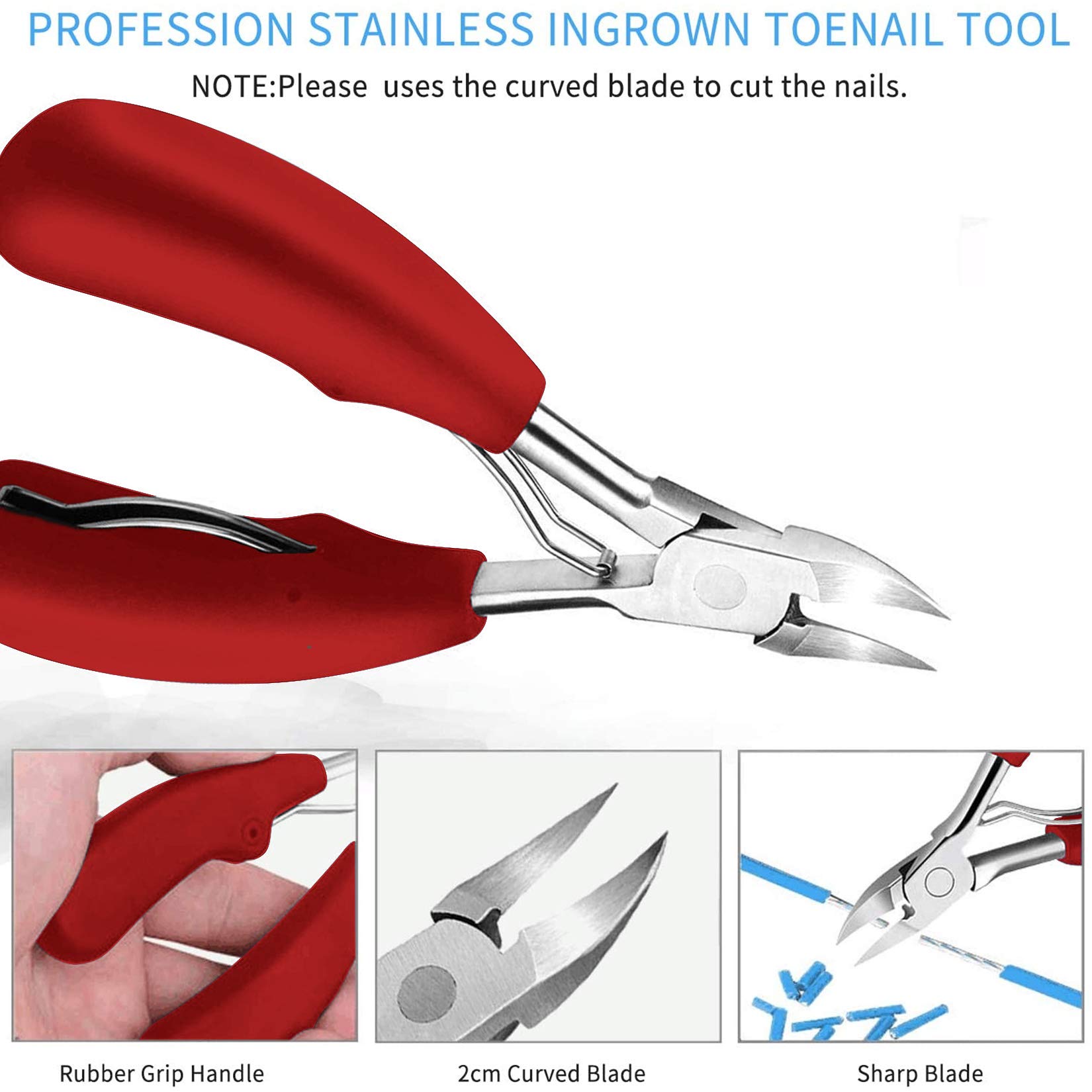 Professional 9-Piece Ingrown Toenail Clipper Kit - Stainless Steel Toenail Treatment Tools for Ingrown & Thick Nails - Perfect for Home Pedicure, Nail Care & Podiatry Use