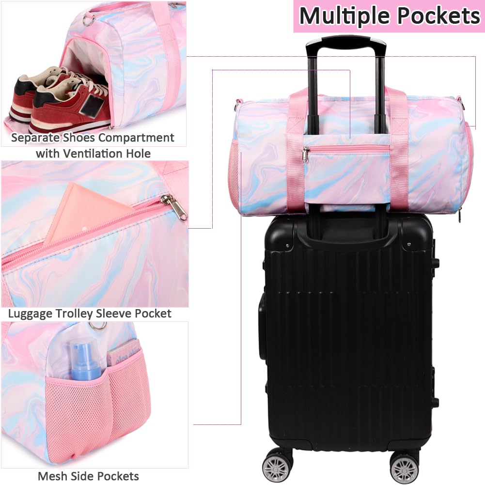 Waterproof Travel Duffle Bag for Women - Lightweight Gym Bag with Shoe Compartment for Sports, Dance, Yoga & Weekend Getaways - Perfect Carry-On Overnight Bag for Fitness, Travel & Workout Essentials