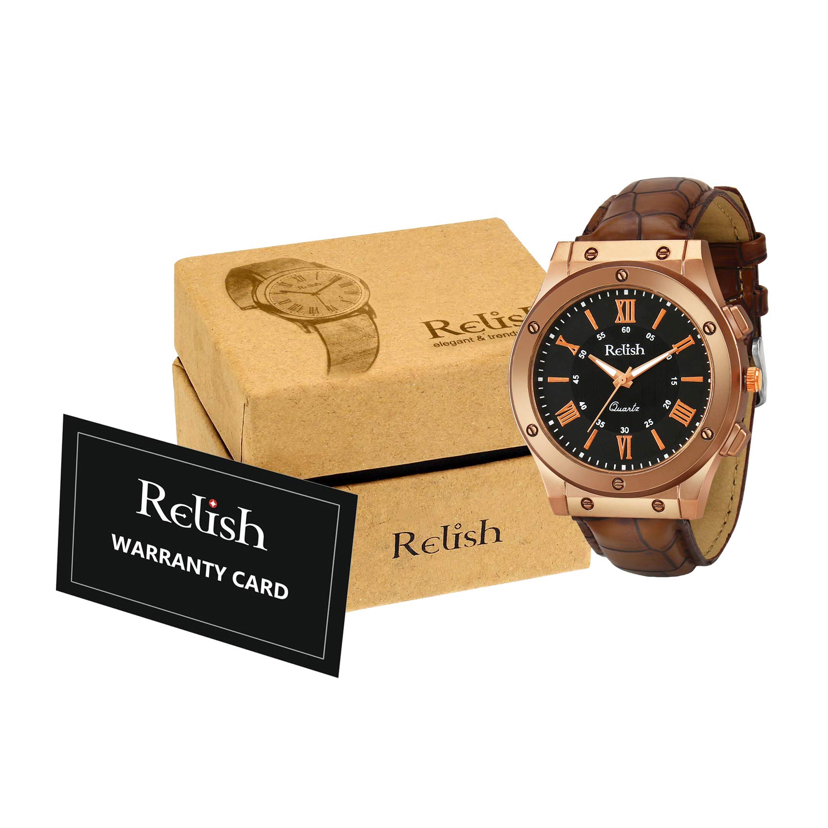 Relish Analogue Men's Watch - Black Dial & Leather Strap - Stylish Casual & Dress Watch for Everyday Wear & Formal Occasions