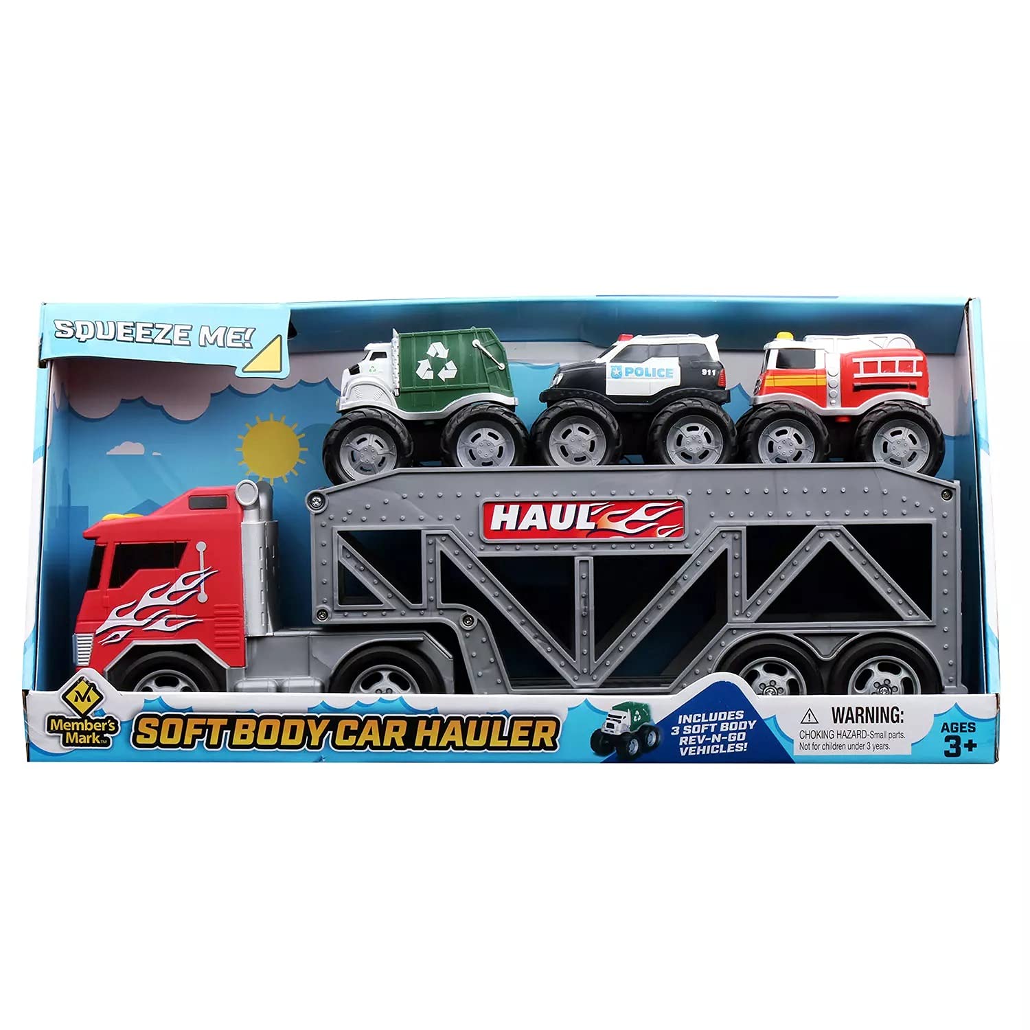 Member's Mark Soft Body Car Hauler - Red | Durable Toy Car Carrier for Kids | Perfect for Playroom, Birthday Gifts & Pretend Play