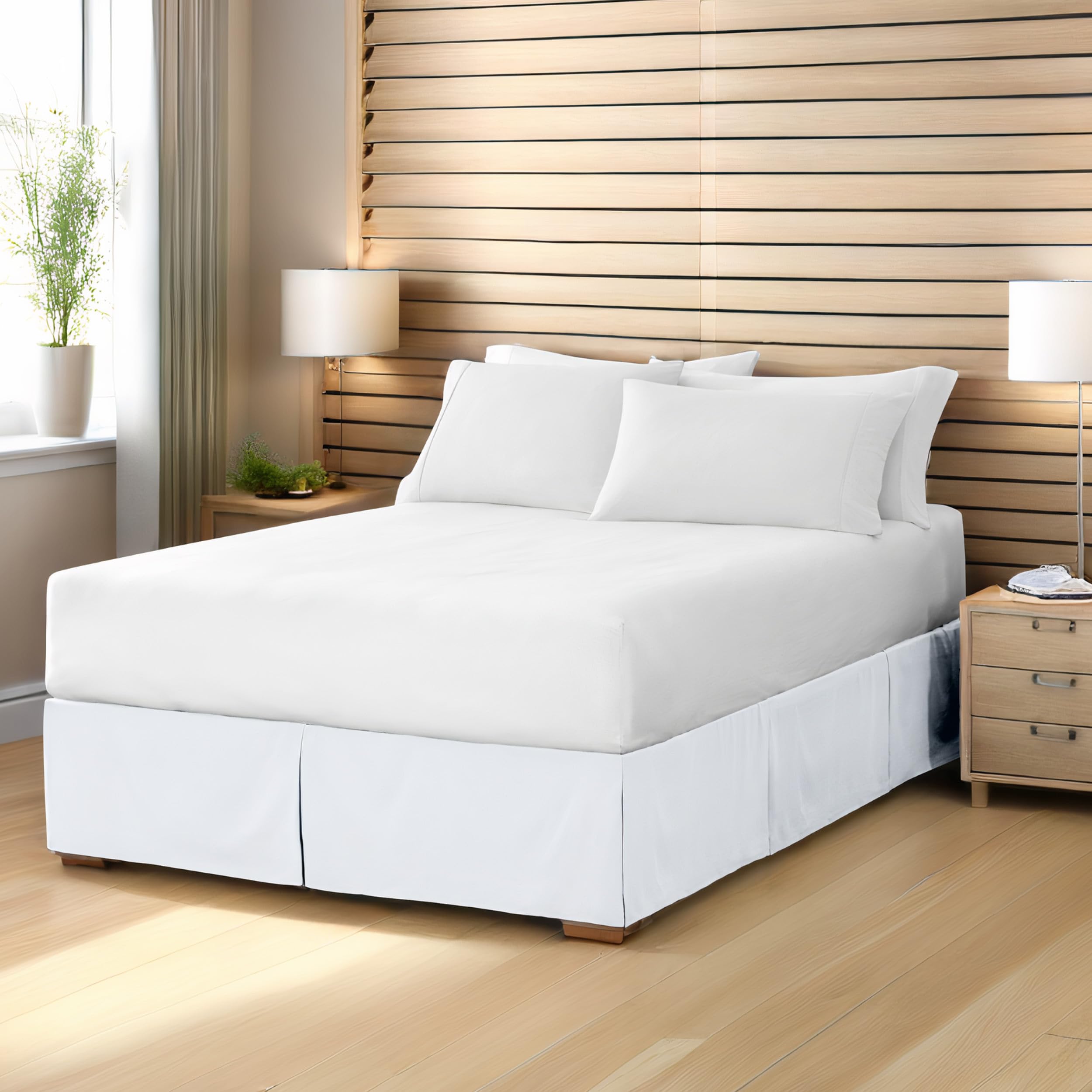 Bare Home Full Bed Skirt - 15-Inch Tailored Drop Easy Fit - Luxury Bed Skirt with Center & Corner Pleats (Full Size, Grey) - Perfect for Guest Rooms, Master Bedrooms & Hotel Styling