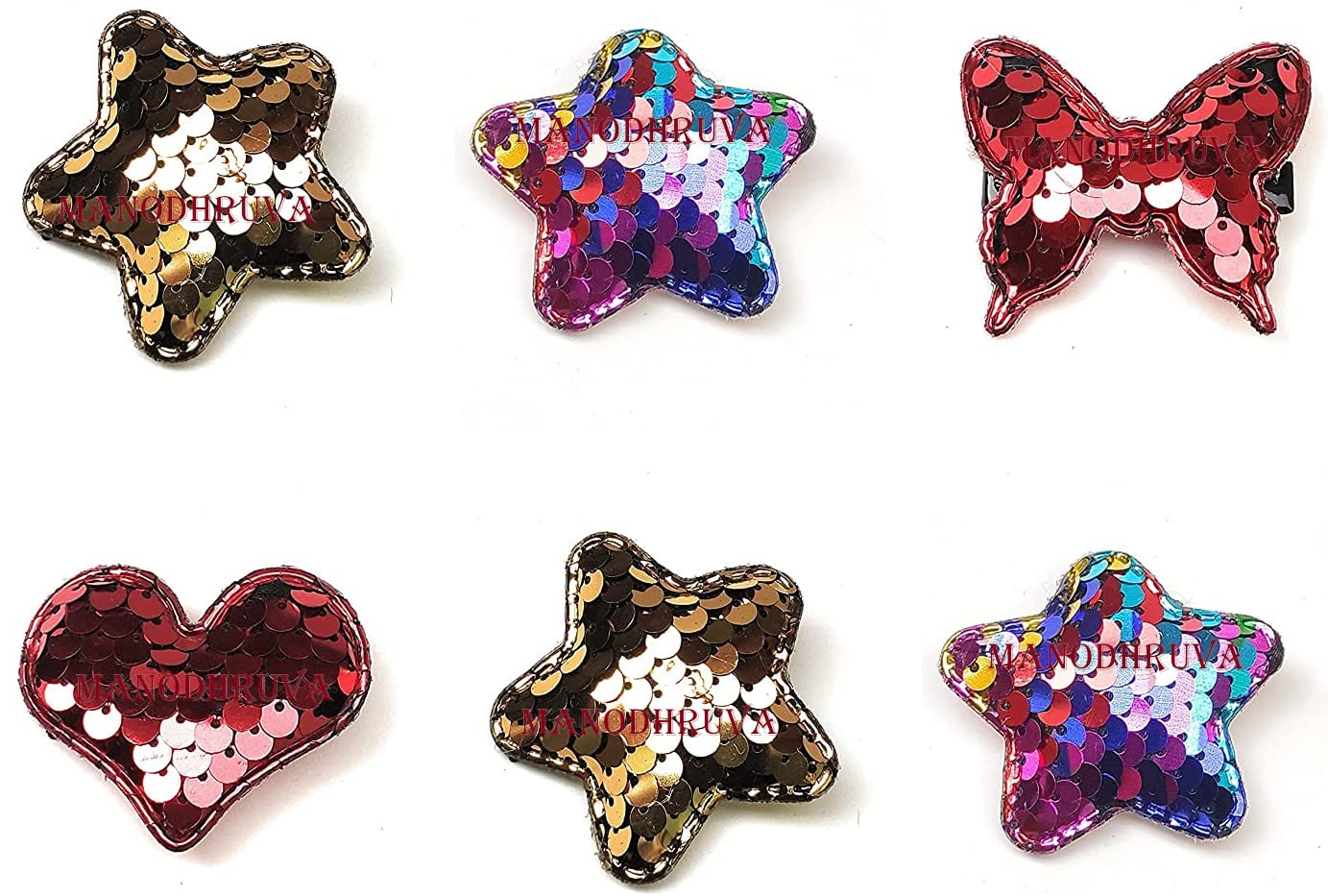 MANODHRUVA Alligator Glitter Hair Clips for Women & Girls - 6 Pack Assorted Colors - Perfect for Parties, Weddings & Everyday Hair Styling