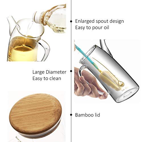25 oz Olive Oil Dispenser Bottle with Handle - Clear Glass Non-Drip Kitchen Container for Oil & Vinegar - Leakproof Design Perfect for Cooking, Salad Dressing & Baking