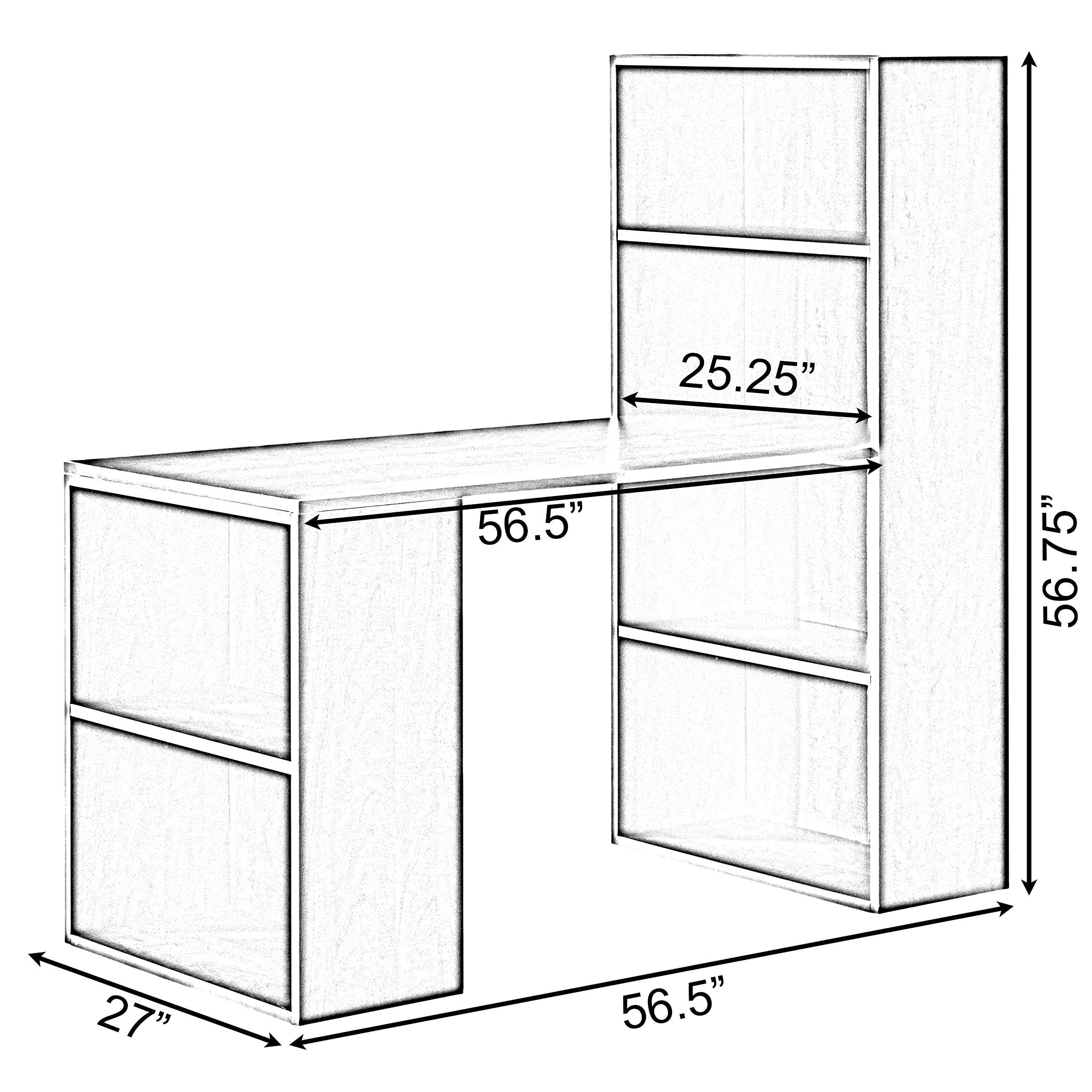 Basicwise Computer Writing Workstation Table with Combo Bookshelf Bookcase - Cherry Large (QI004018.CR.L) | Home Office Desk with Storage Shelf for Study, Work & Gaming
