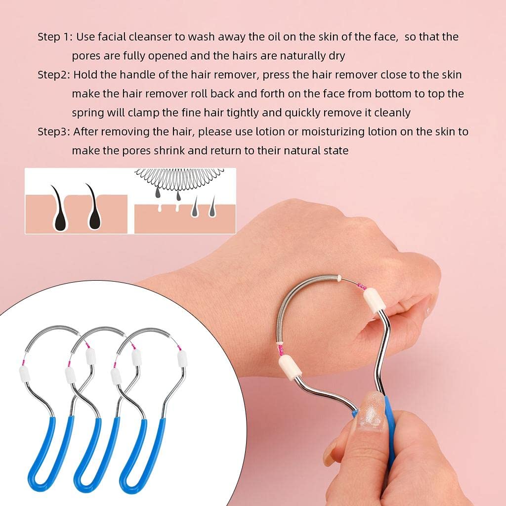 Gralara Facial Hair Remover for Women - 3-Piece Set with Spring Tool for Upper Lip, Chin & Cheek | Portable Manual Hair Removal Kit for Smooth Skin | Perfect for Travel, Home Use & Quick Touch-Ups