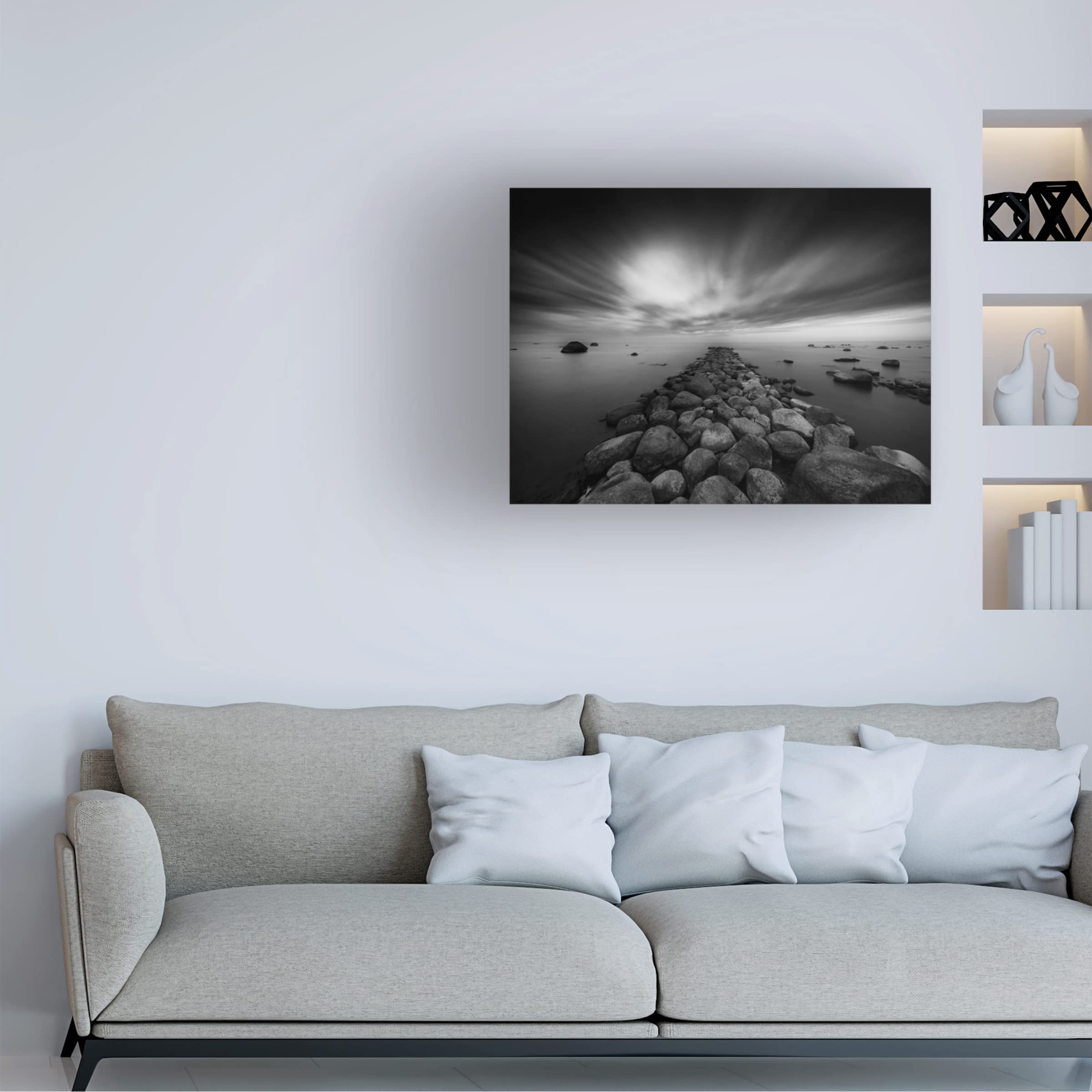 Trademark Fine Art 'Jetty' Canvas Wall Art by Konstantin Seleznev - Coastal Landscape Painting for Living Room, Bedroom & Office Decor