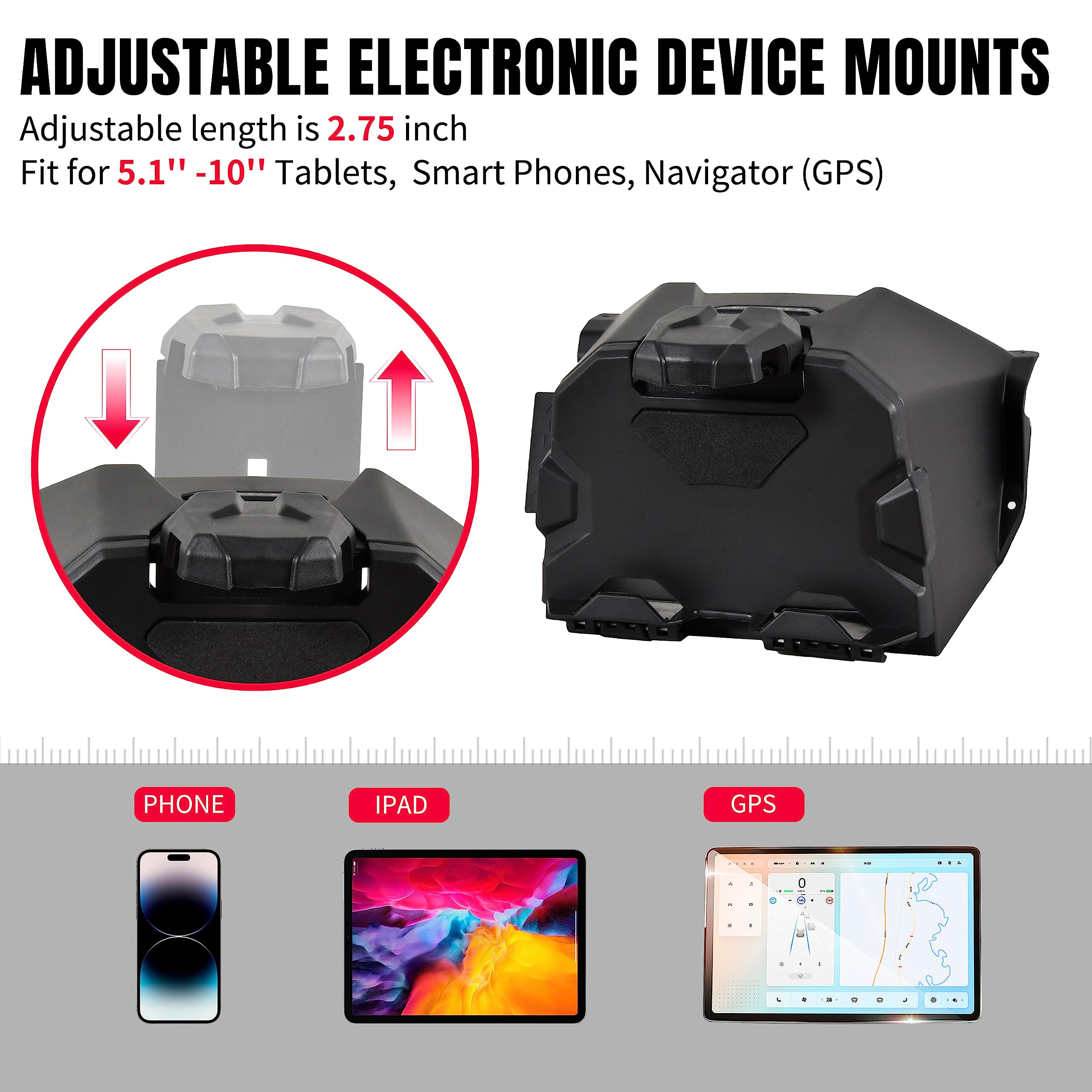 **KATIMOTO Universal Tablet Mount for Pioneer 1000 (2022-2025) - Adjustable Phone & GPS Holder with Storage Box - Perfect for Off-Roading, Camping & UTV Accessories**