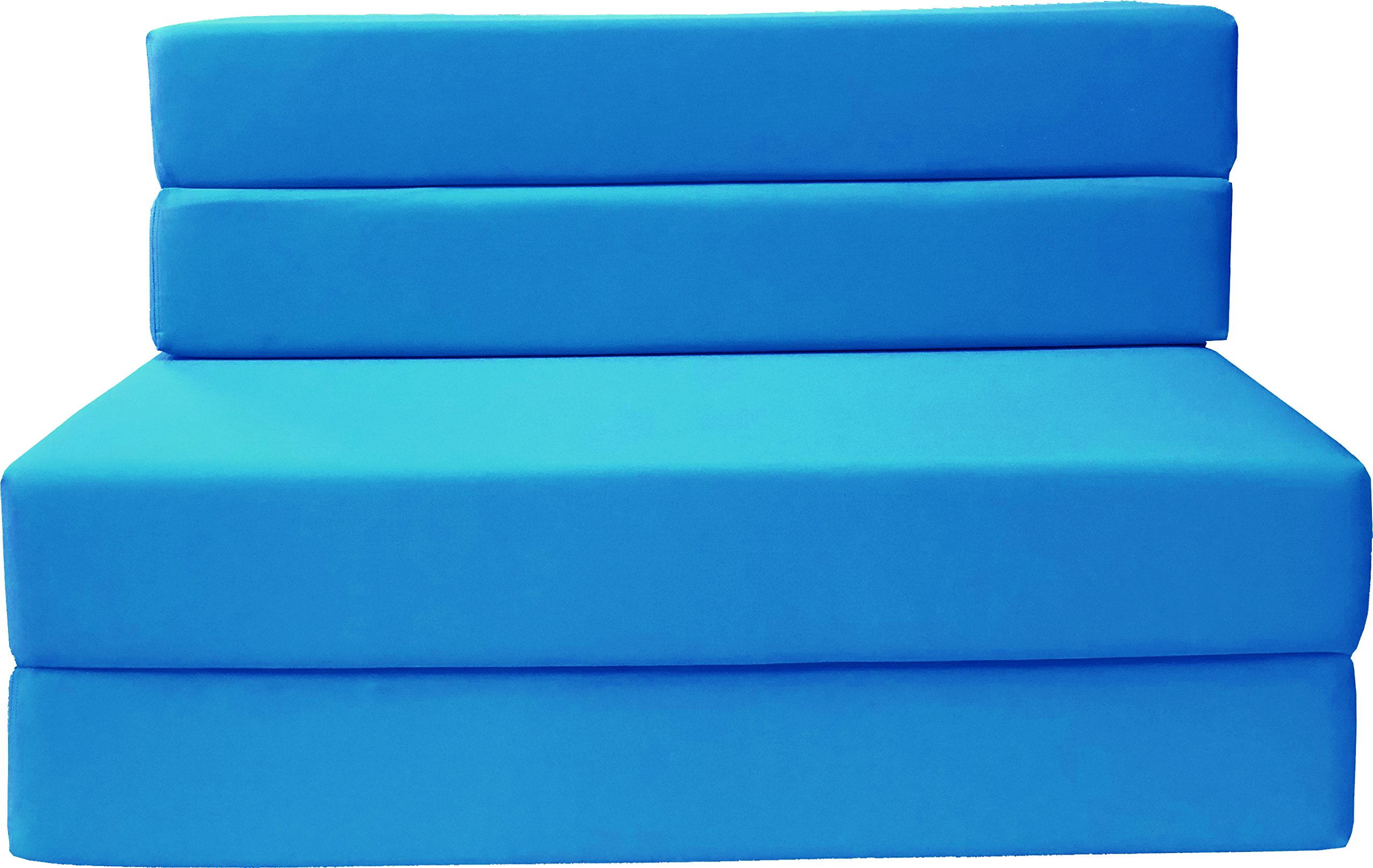 D&D Futon Furniture Folding Foam Mattress - Twin Size Turquoise Sofa Chair Bed for Guest Room, Small Space & College Dorm | Multi-Functional Convertible Sleeper