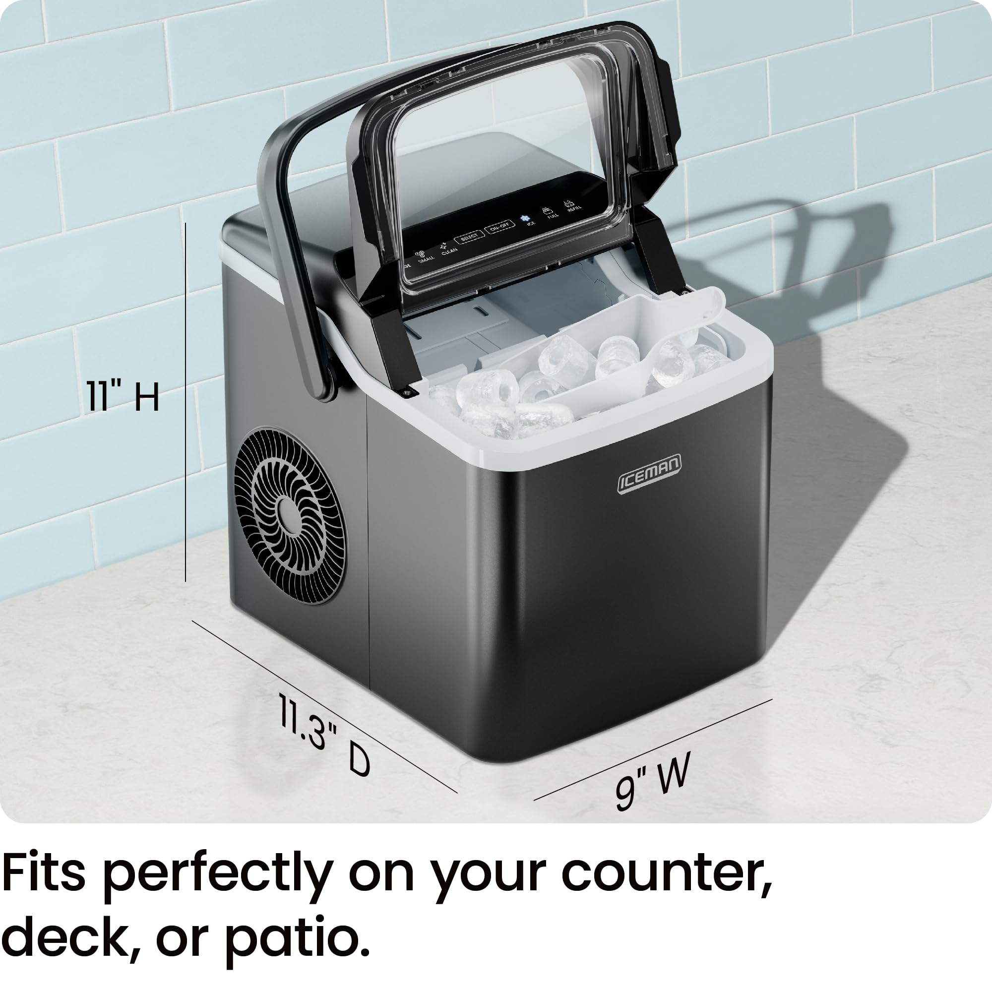 ICEMAN Dual-Size Countertop Ice Maker - Portable Ice Machine with Self-Cleaning Function, Makes 9 Cubes in 7 Minutes (22lbs/24hrs) - Perfect for Home, Kitchen, Office, Party & RV Use - Includes Ice Scoop