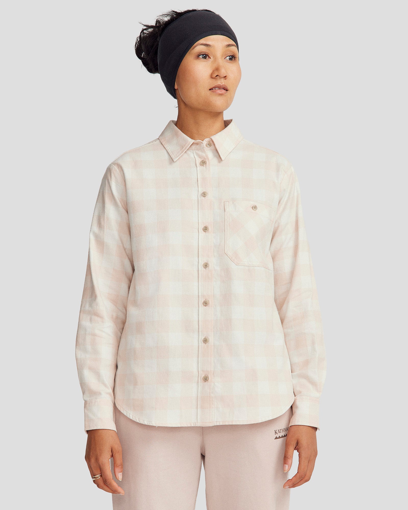 Women's Fyfe Flannel Shirt - Soft Mineral Gingham Plaid Button-Up Top for Casual Wear & Outdoor Activities