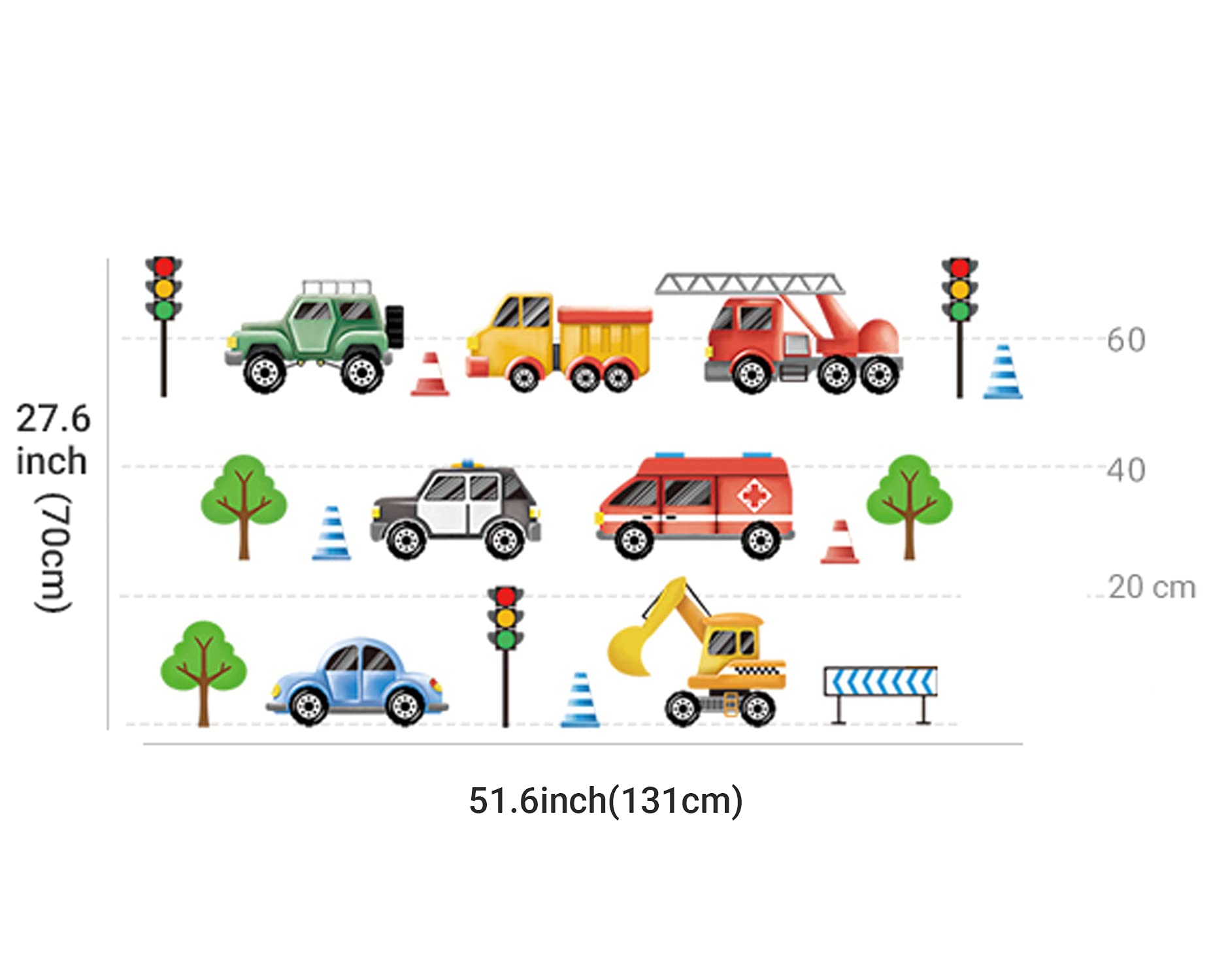 Creative Self-Adhesive Kids Traffic Wall Stickers - Removable Peel and Stick Transport Decals for Nursery, Bedroom & Classroom Decor | DIY Wall Art Mural for Boys Room, Playroom & Learning Spaces