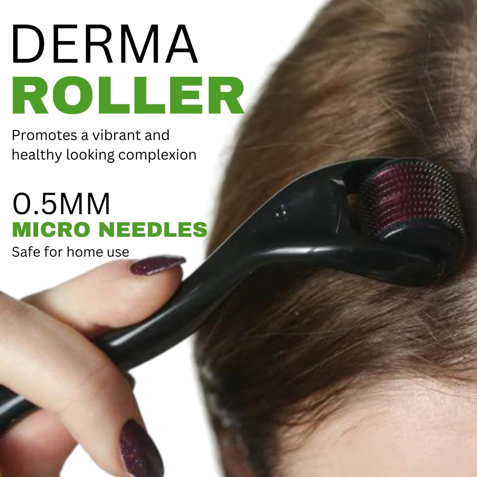 0.5mm Derma Roller with 540 Titanium Needles for Hair Growth & Thickening | Repair Damaged Hair & Activate Follicles | Reduce Hair Fall & Acne Scars | Safe & Effective Hair Care & Skin Treatment | Perfect for At-Home Hair Regrowth & Scar Reduction Therapy