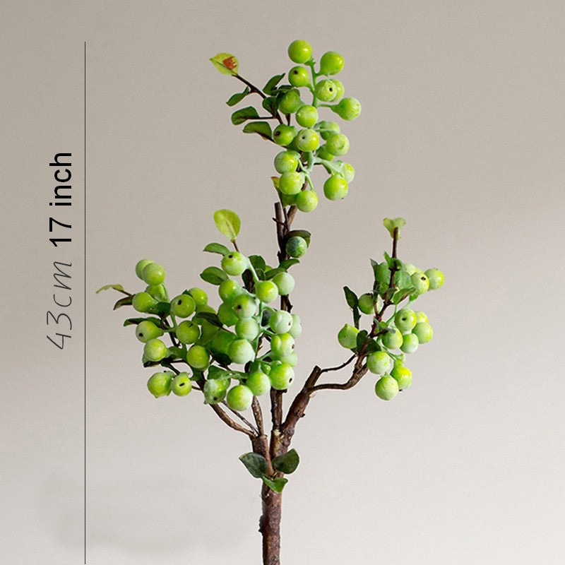 Modern Artificial Flowers for Home Decoration - Green Cranberry Fruit Branch Floral Arrangement Ideas for Living Room & Bedroom | Spring Home Decor, Wedding Centerpiece, Office Desk Decor