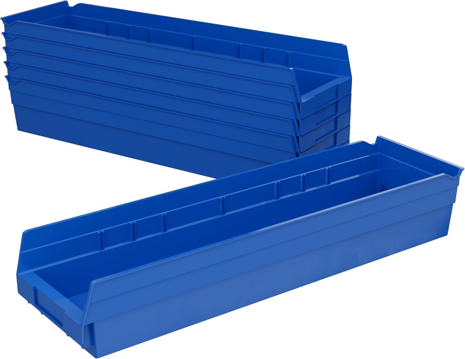 Akro-Mils 30164 Heavy Duty Plastic Storage Bins - 6-Pack Blue Shelf Organizers (24