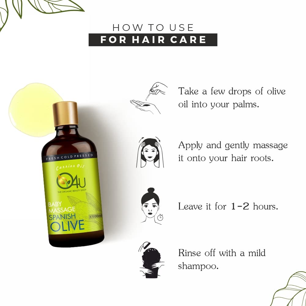 Organic Spanish Olive Oil for Baby Massage, Scalp Care & Skin Moisturizing - USDA Certified 100% Pure Extra Virgin Olive Oil (50ml) | Promotes Hair Growth, Reduces Dandruff & Anti-Aging | Perfect for Newborn Care, Hair Treatment & Daily Skincare Routine