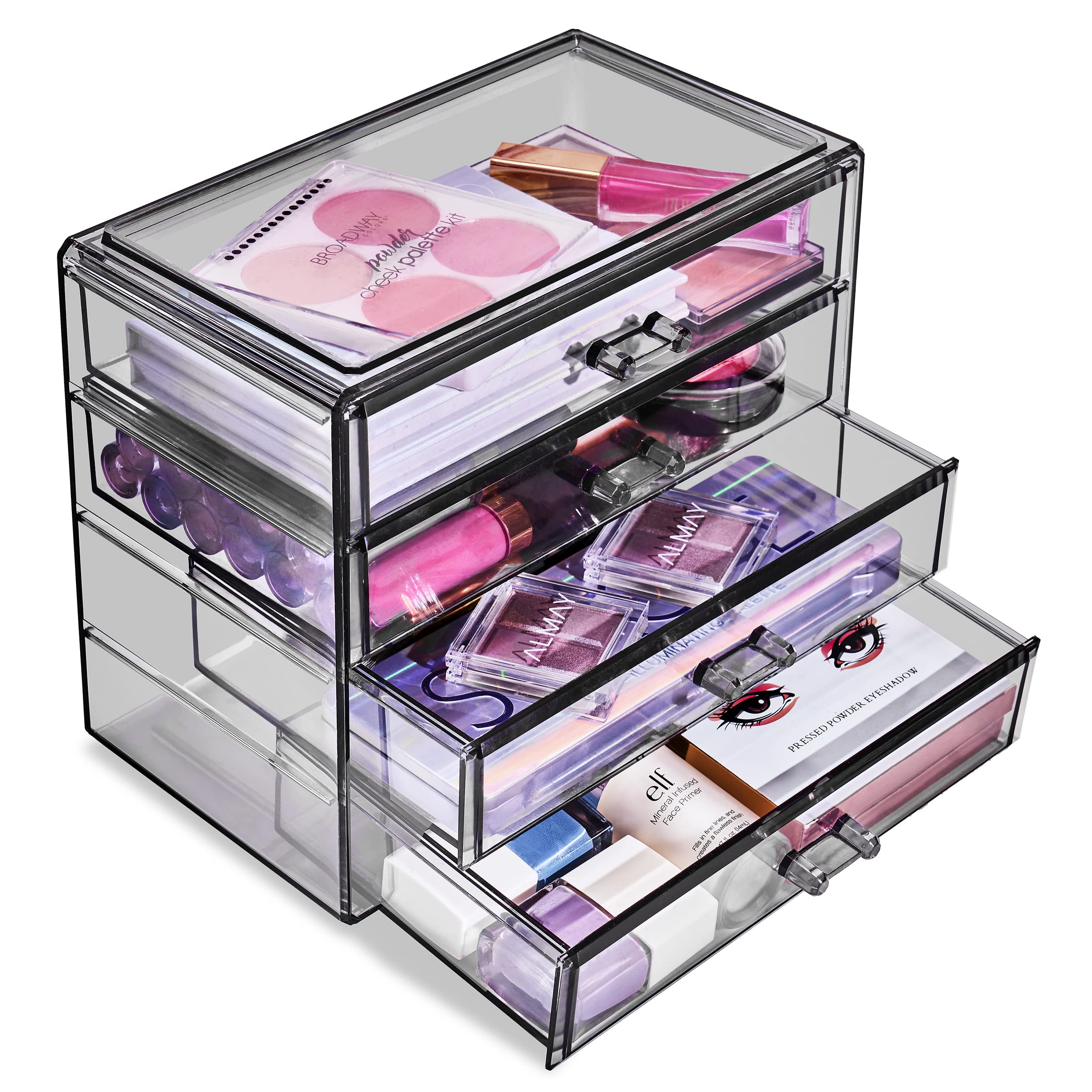 Sorbus 4-Drawer Acrylic Makeup Organizer - Clear Cosmetic Storage for Vanity, Jewelry & Beauty Supplies | Perfect for Bathroom Counter, College Dorm & Girls Room Organization