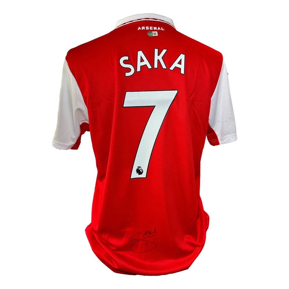 Authentic Bukayo Saka Signed Arsenal FC Soccer Jersey with COA - Perfect for Collectors, Fans & Football Memorabilia Displays