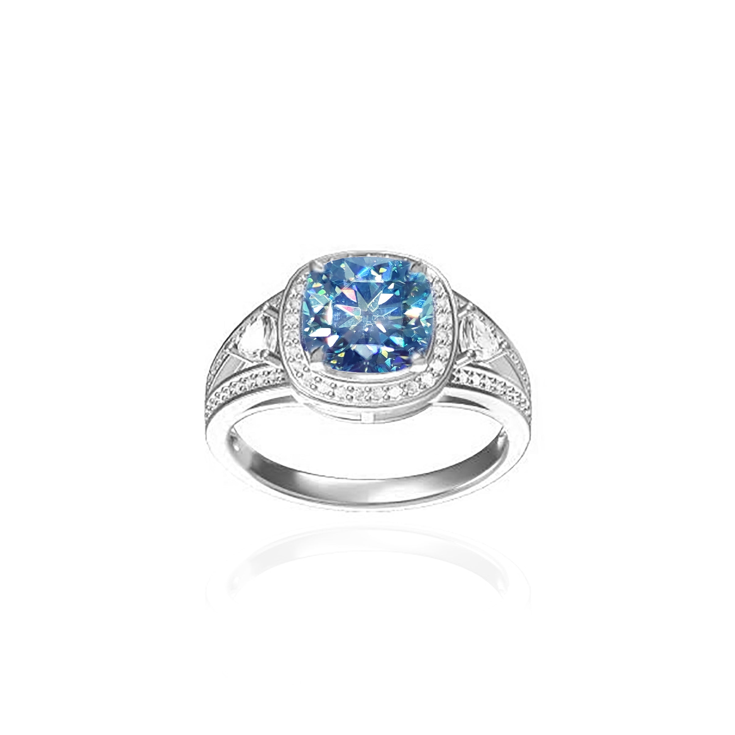 Mystic Aurora: Cushion Cut Moissanite Ashes Ring - Elegant Memorial Jewelry for Loved Ones | Perfect for Remembrance, Sympathy Gifts & Special Occasions