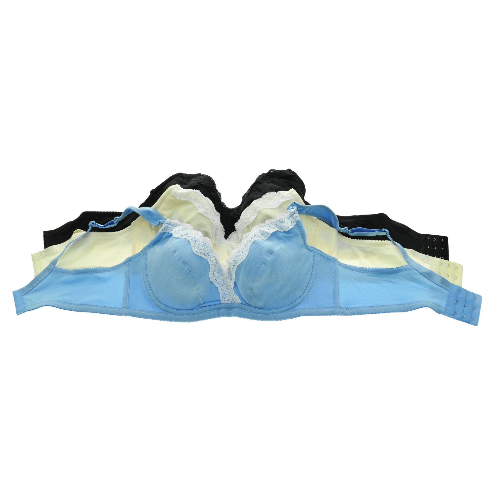 Angelina Women's Soft Cup Nursing Bras with Lace Trim - 3 Pack Comfortable Maternity Bras for Breastfeeding - Perfect for Daytime Wear, Night Nursing & Postpartum Recovery