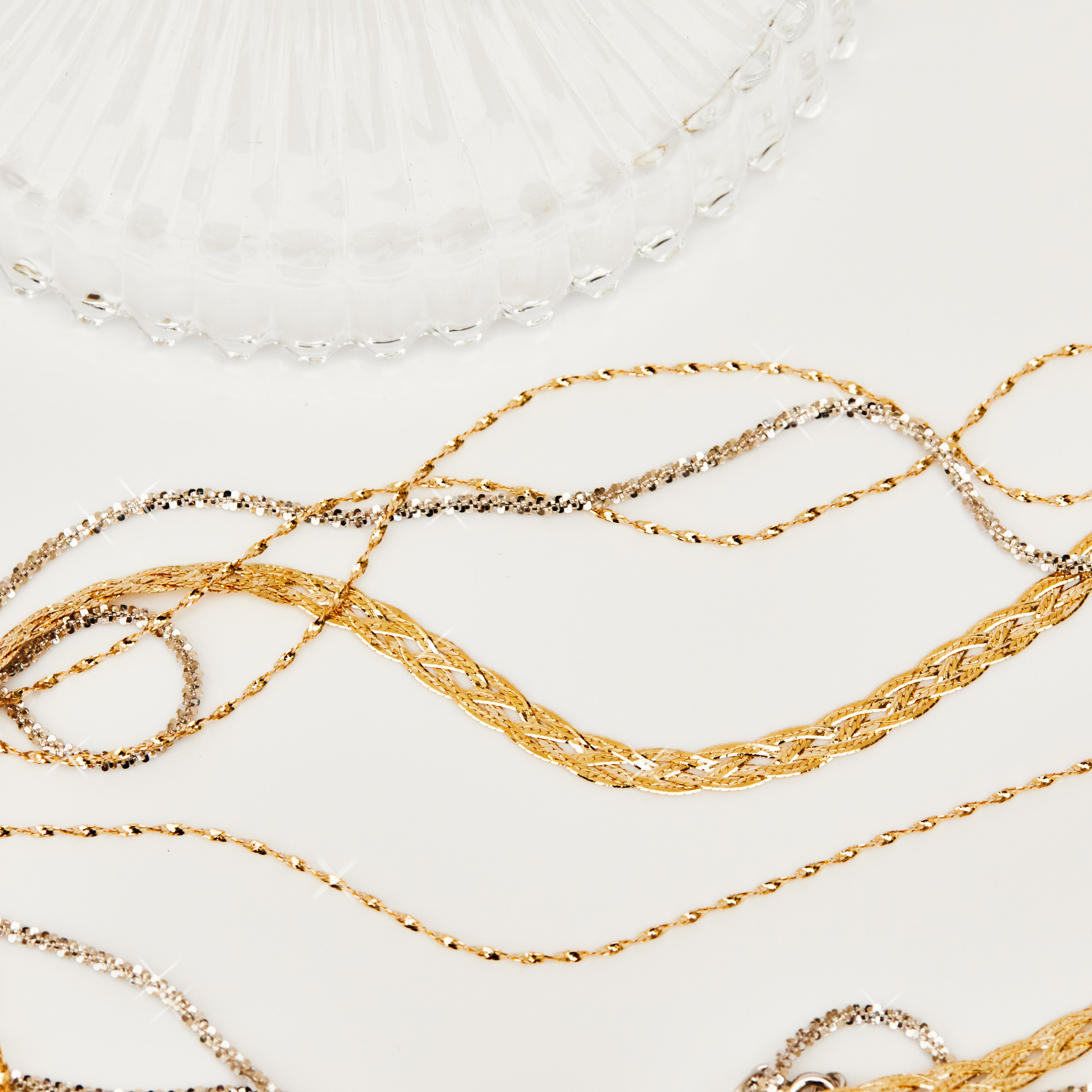 Diamond Cut Braid Chain Necklace for Women - 14K Gold Plated Stainless Steel Jewelry - Perfect for Parties, Weddings & Everyday Wear