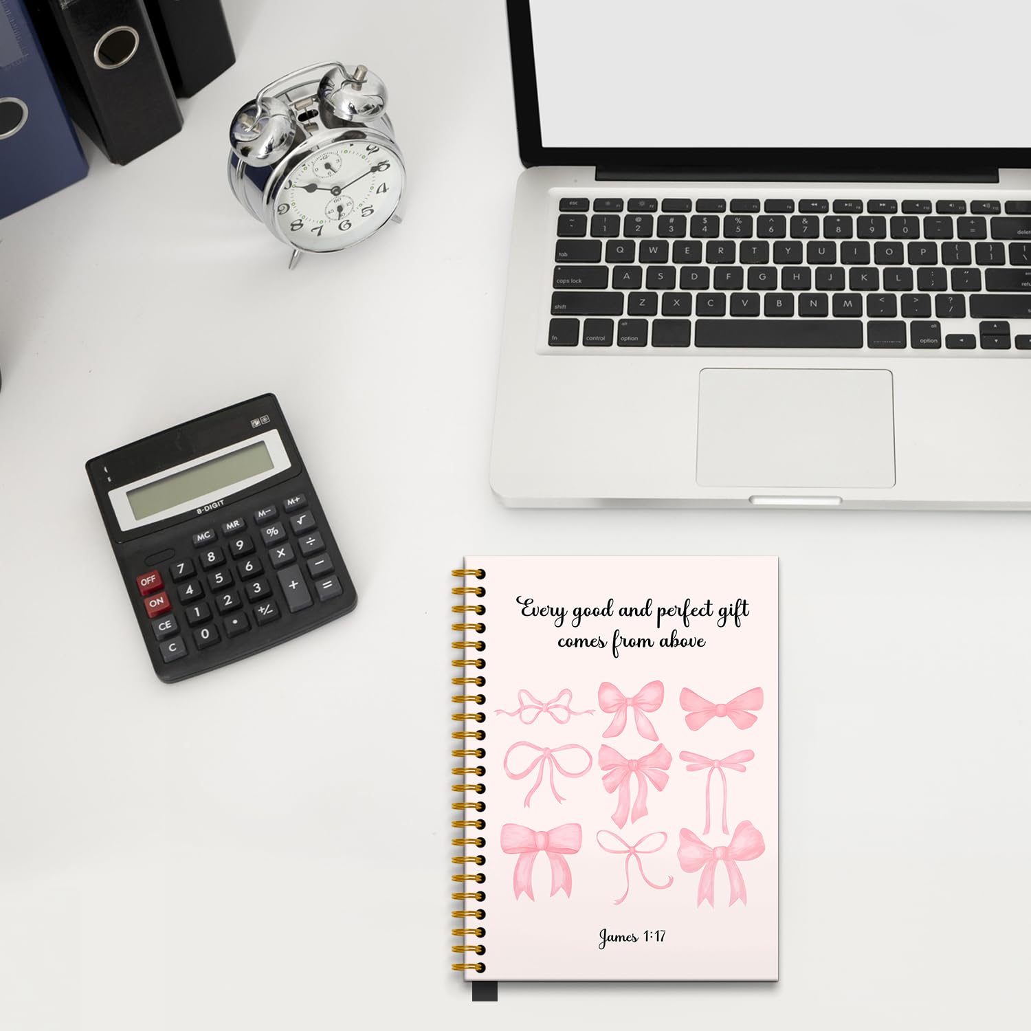 Pink Coquette Bows Spiral Journal Notebook 5.5×8.3 Inch - Christian Religious Diary & Preppy Bow Notebook for Women - 160 Pages Gift Idea for Girls, Teens & Students - Perfect for Bible Study, School Notes & Daily Journaling