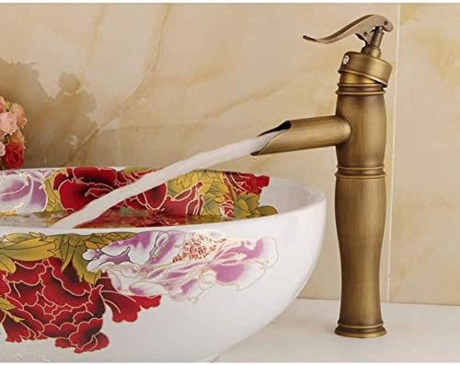 CRJUS Premium Single Handle Bamboo Kitchen Sink Faucet - Copper Finish Hot & Cold Water Mixer Tap for Modern Home Decor | Perfect for Farmhouse, Bathroom, and Artisanal Bowl Sinks