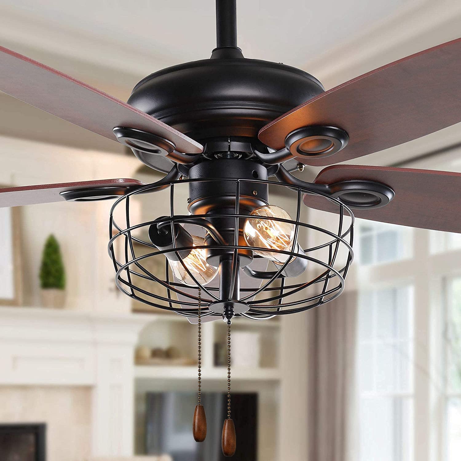 12 Inch Walnut Wood Ceiling Fan Pull Chain Extension - Decorative Fan Chain Extender with Ball Connector for Ceiling Fan Light Replacement (1PCS) - Perfect for Home, Bedroom, Living Room & Office Lighting Upgrade