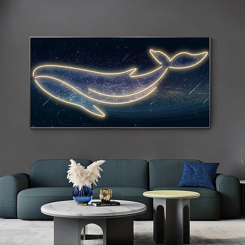 Whale LED Wall Lamp - Modern Art Decor Lighting for Living Room, Bedroom & Office - Energy-Efficient Dimmable Ambient Light