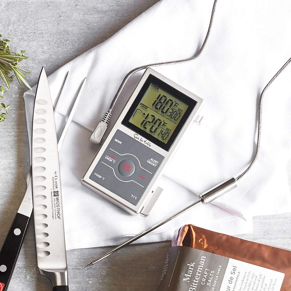 Sur La Table Dual-Sensing Probe Thermometer & Timer (Model DSP1-S) - Perfect for Grilling, Roasting, and Baking - Accurate Kitchen Cooking Tool
