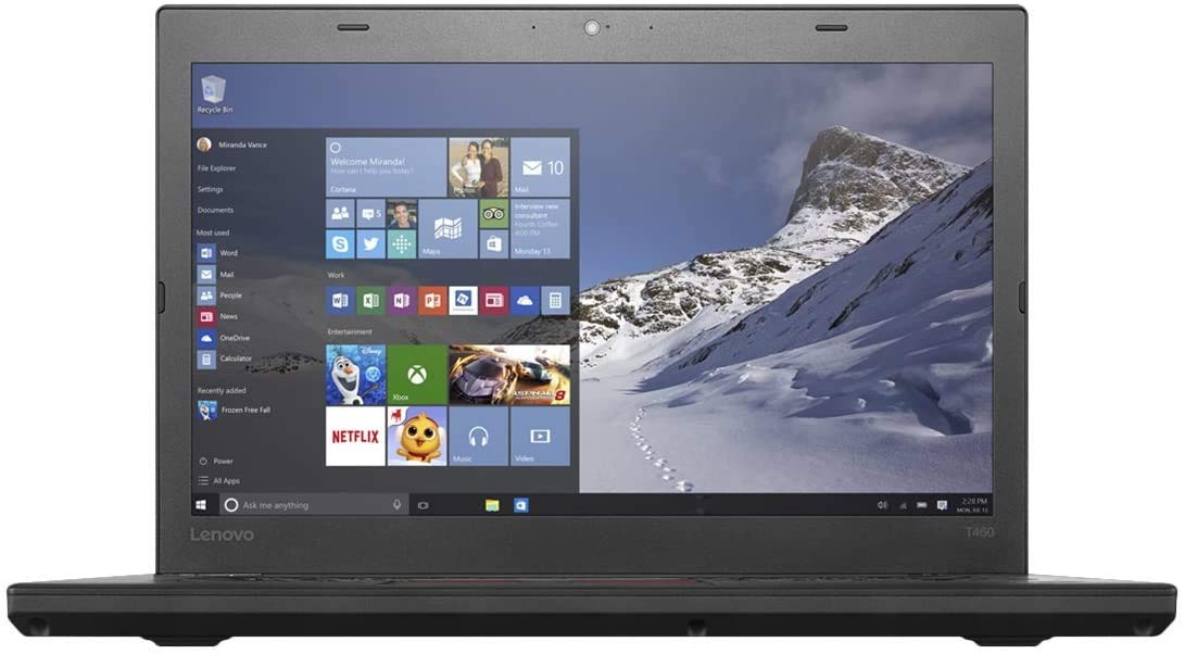 Refurbished Lenovo ThinkPad T460 Laptop - Intel Core i5-6300U, 8GB RAM, 180GB SSD, Windows 10 Pro (64-Bit) | Business & Office Productivity, Remote Work, Home Computing