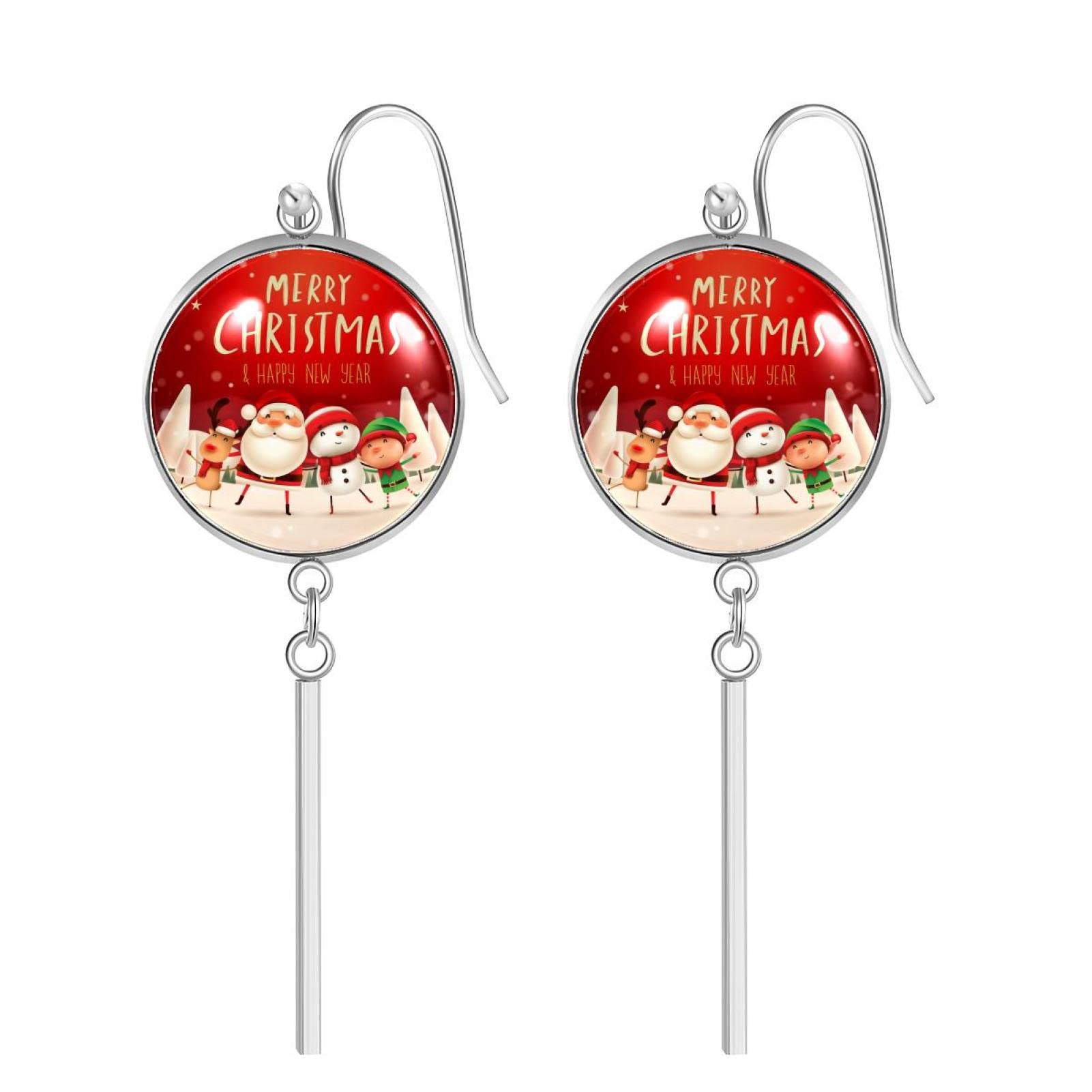 Vintage Christmas Drop Earrings for Women - Santa Claus, Snowman, Reindeer & Elf Dangle Earrings Set, Holiday Jewelry Gift for Her | Perfect for Christmas Parties, Office Celebrations & Festive Outfits