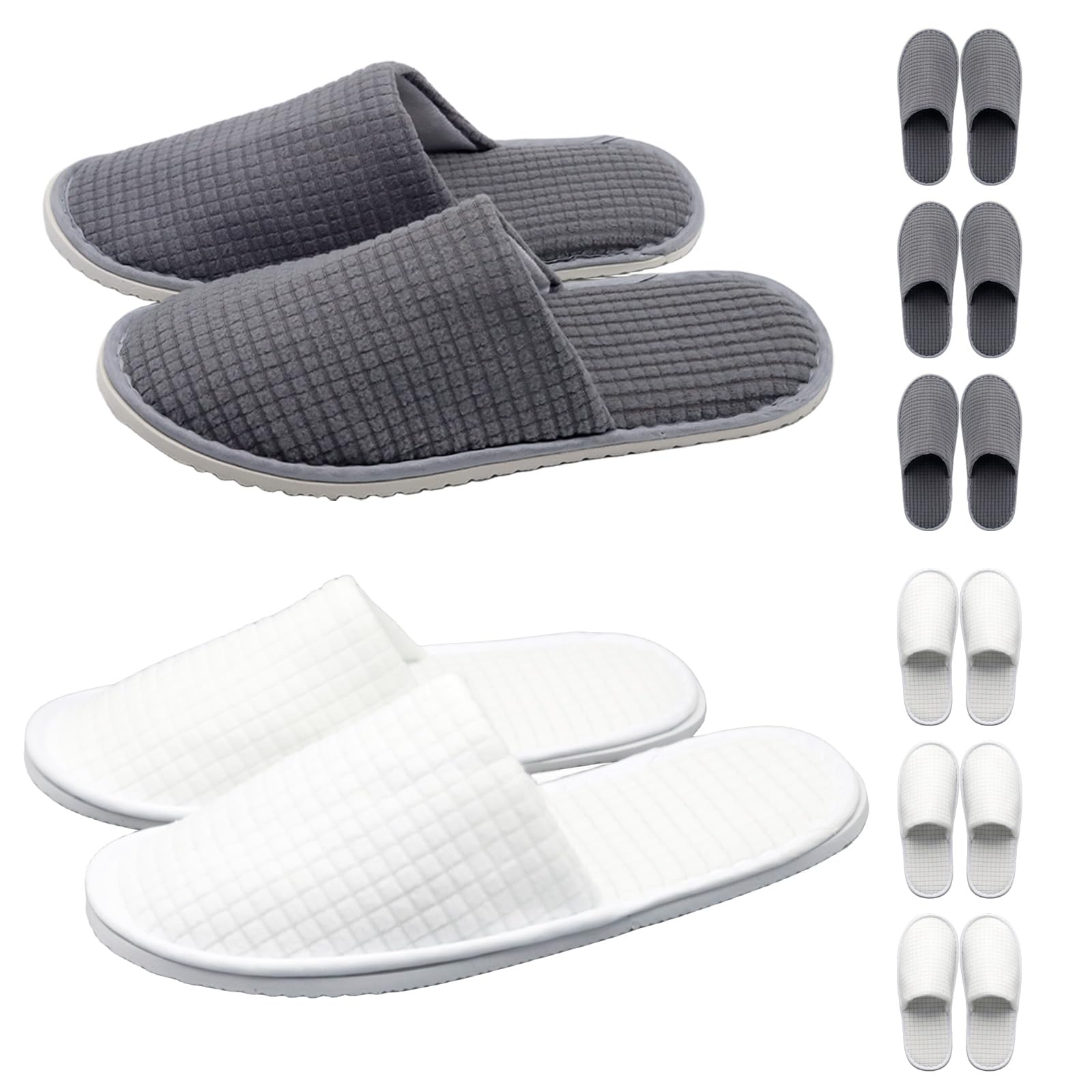 8 Pairs Disposable Hotel Slippers for Guests - Non-Slip Polar Fleece SPA Slippers, Washable & Reusable for Travel, Bridal, Women & Men - Perfect for Hotels, Spas, and Home Use