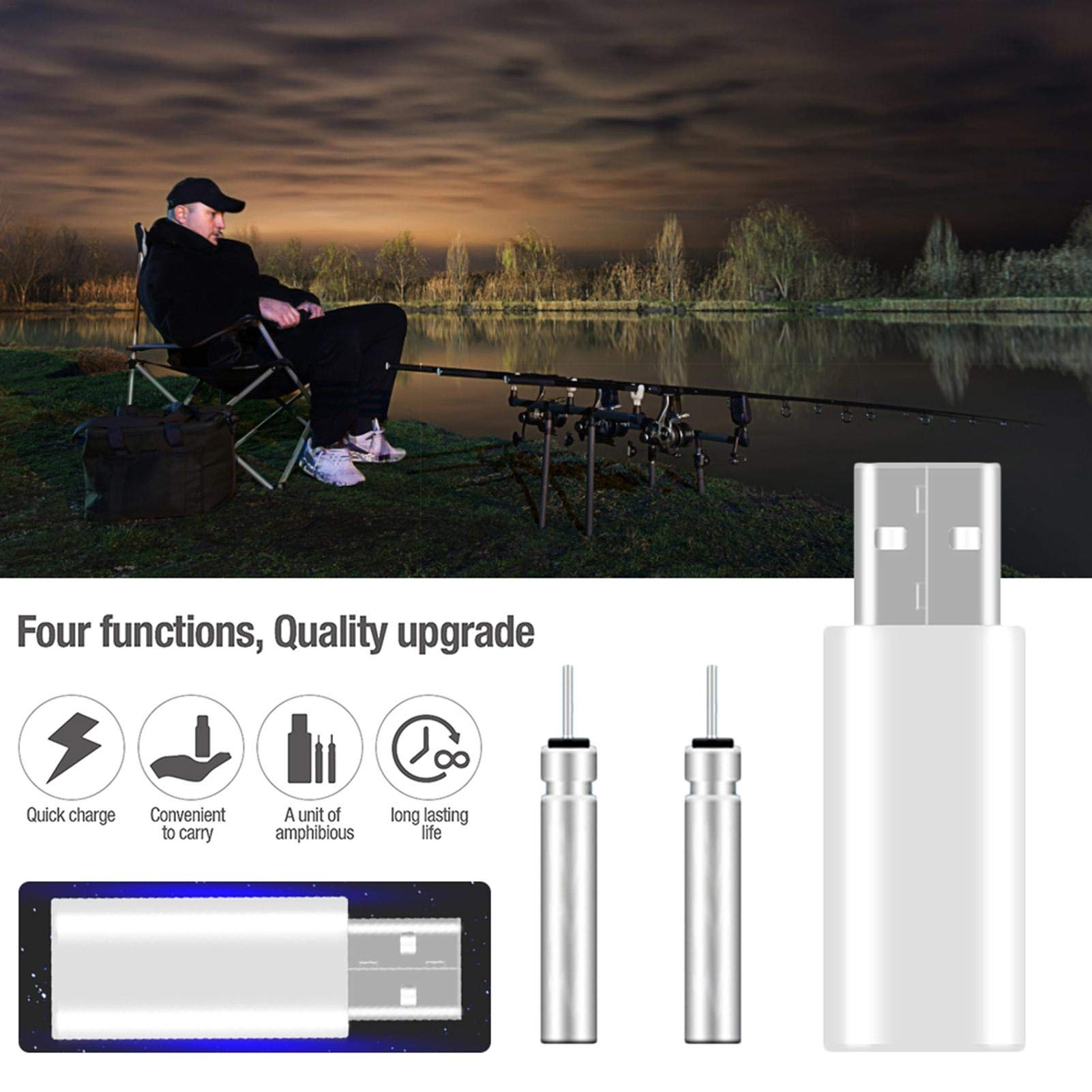 Rechargeable 3V Lithium Battery Night Fishing Float Charger for Glow Stick Floats - Waterproof & Luminous for Night Fishing, Kayaking, and Camping