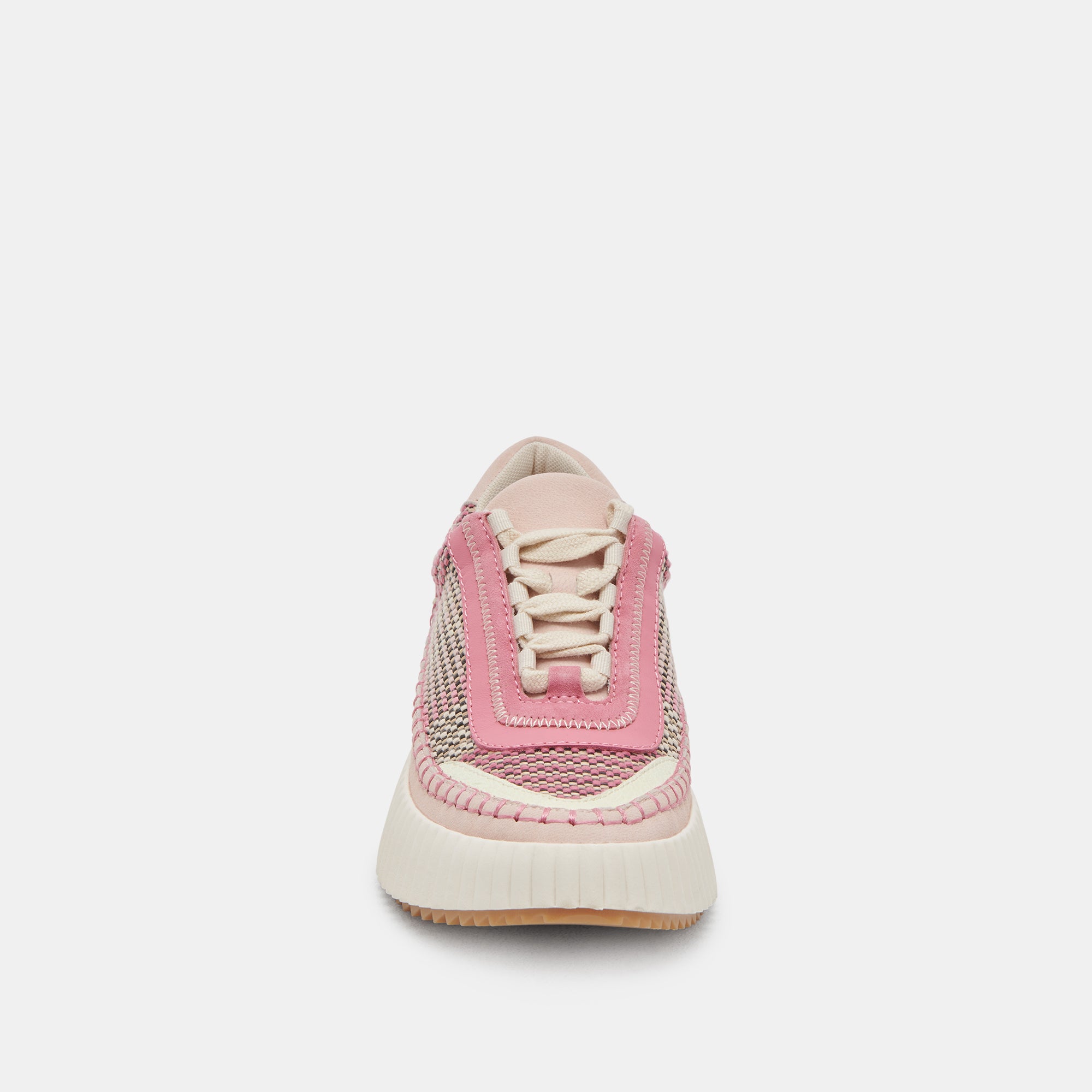 DOLEN Women's Sneakers - Pink Multi Woven Fabric Casual Shoes for Walking, Running & Gym Workouts | Comfortable Athletic Shoes for Women | Perfect for Daily Wear, Jogging & Fitness Training