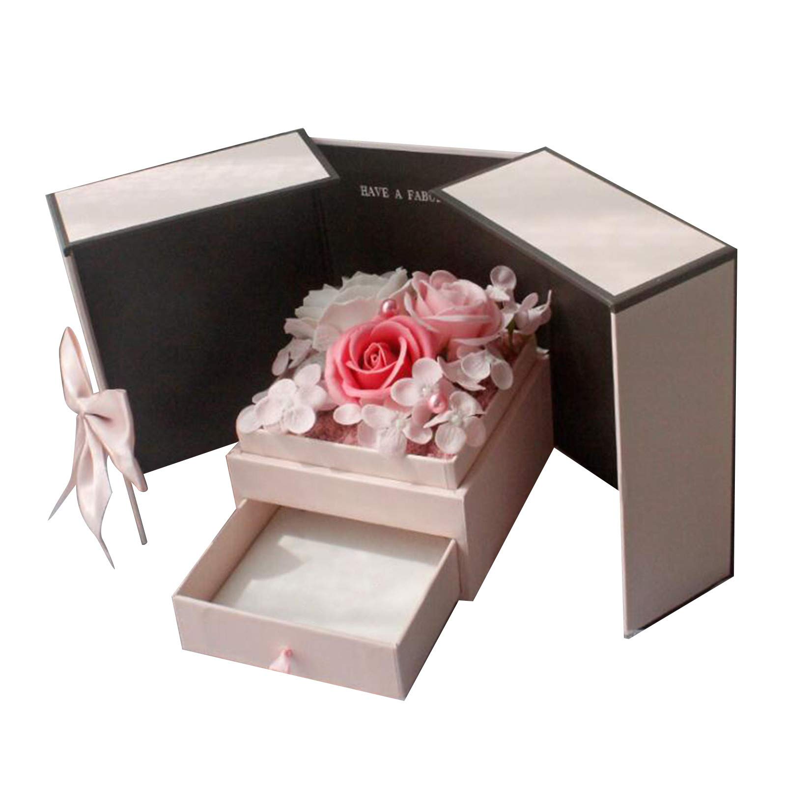 Luxury Rose Soap Gift Box Set - Elegant Jewelry & Flower Bouquet Valentine's Day Present with Artificial Floral Arrangement for Home Decor, Wedding, Anniversary, and Outdoor Party Decorations