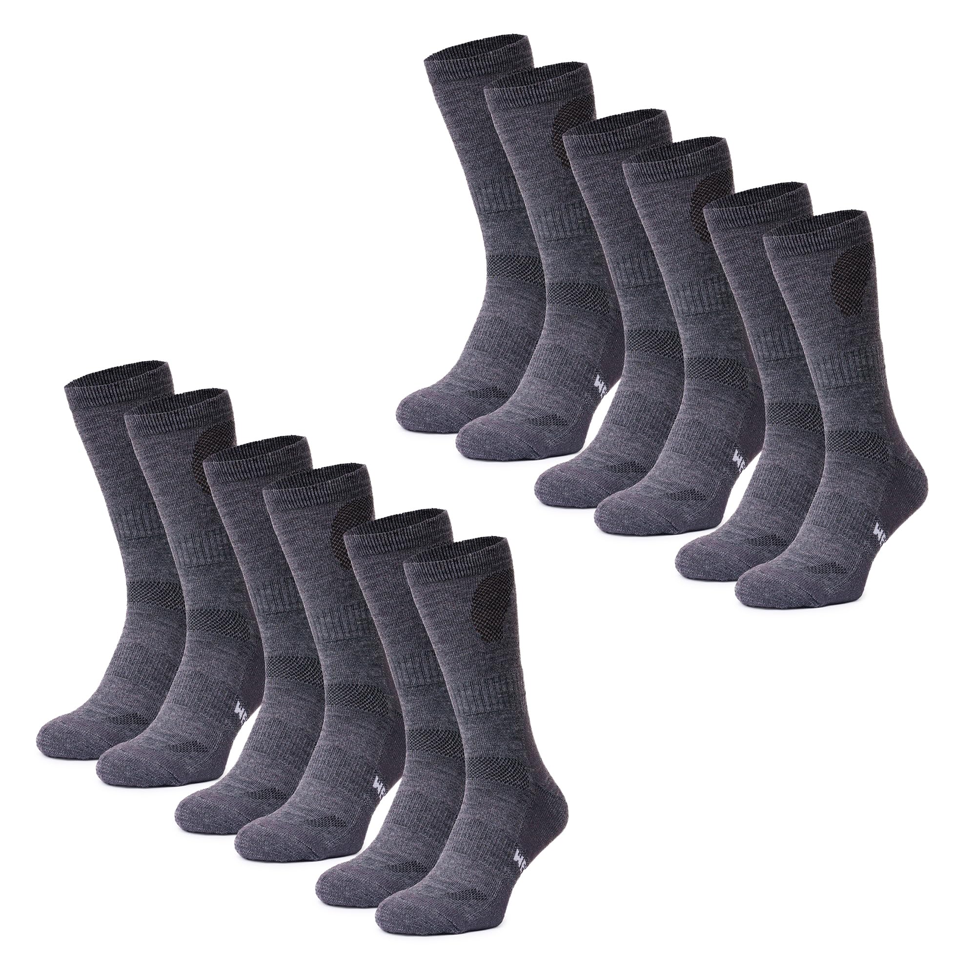 Premium Merino Wool Hiking Socks for Men & Women - Breathable Moisture-Wicking Sport Socks for Outdoor Adventures - Thick & Thin Unisex Hiking Socks for Trekking, Camping & Cold Weather Activities